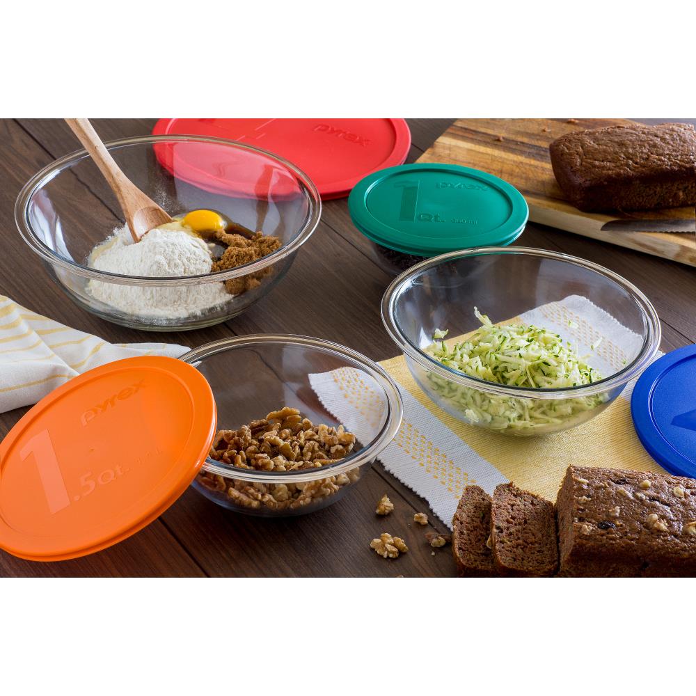Pyrex, 8Pc Smart Essentials Tempered Glass Storage Mixing Bowl Set | Bold  Colors