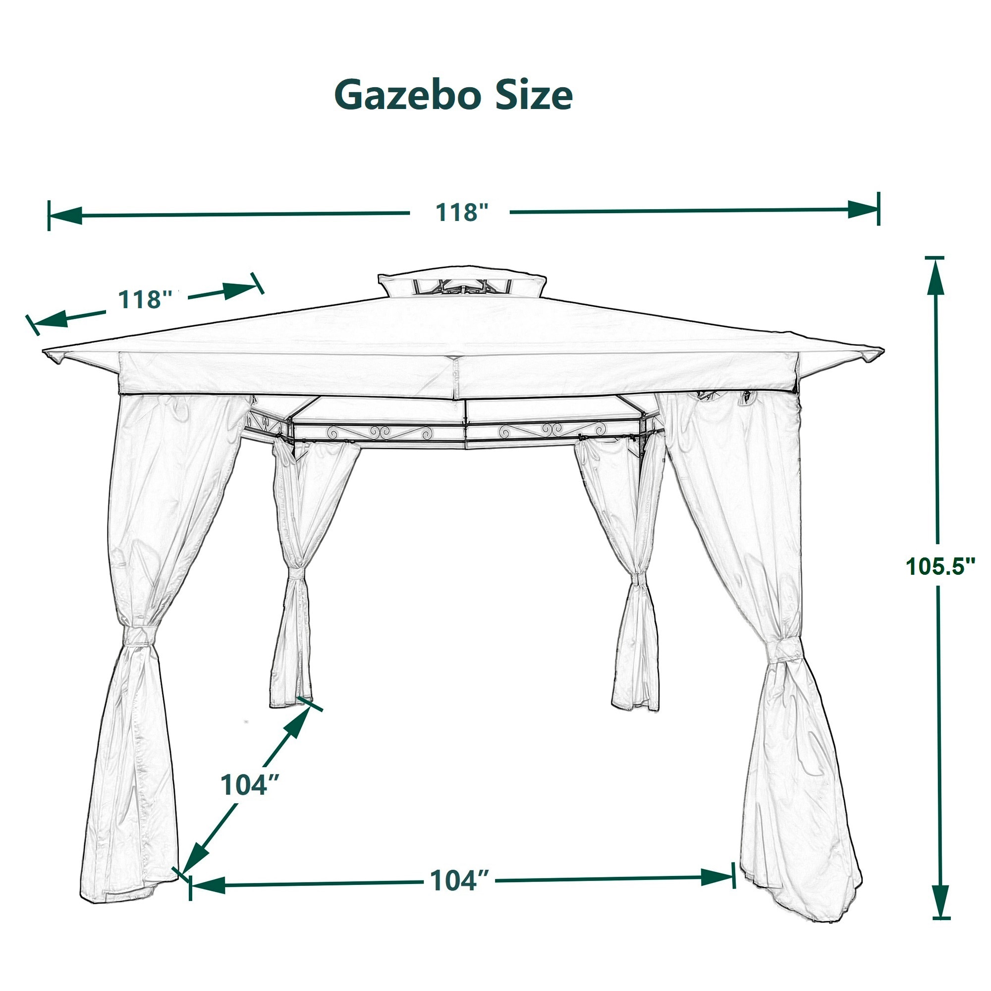 Bayfeve 10-ft x 10-ft Outdoor Patio Gazebo Square Gray Metal Polyester ...