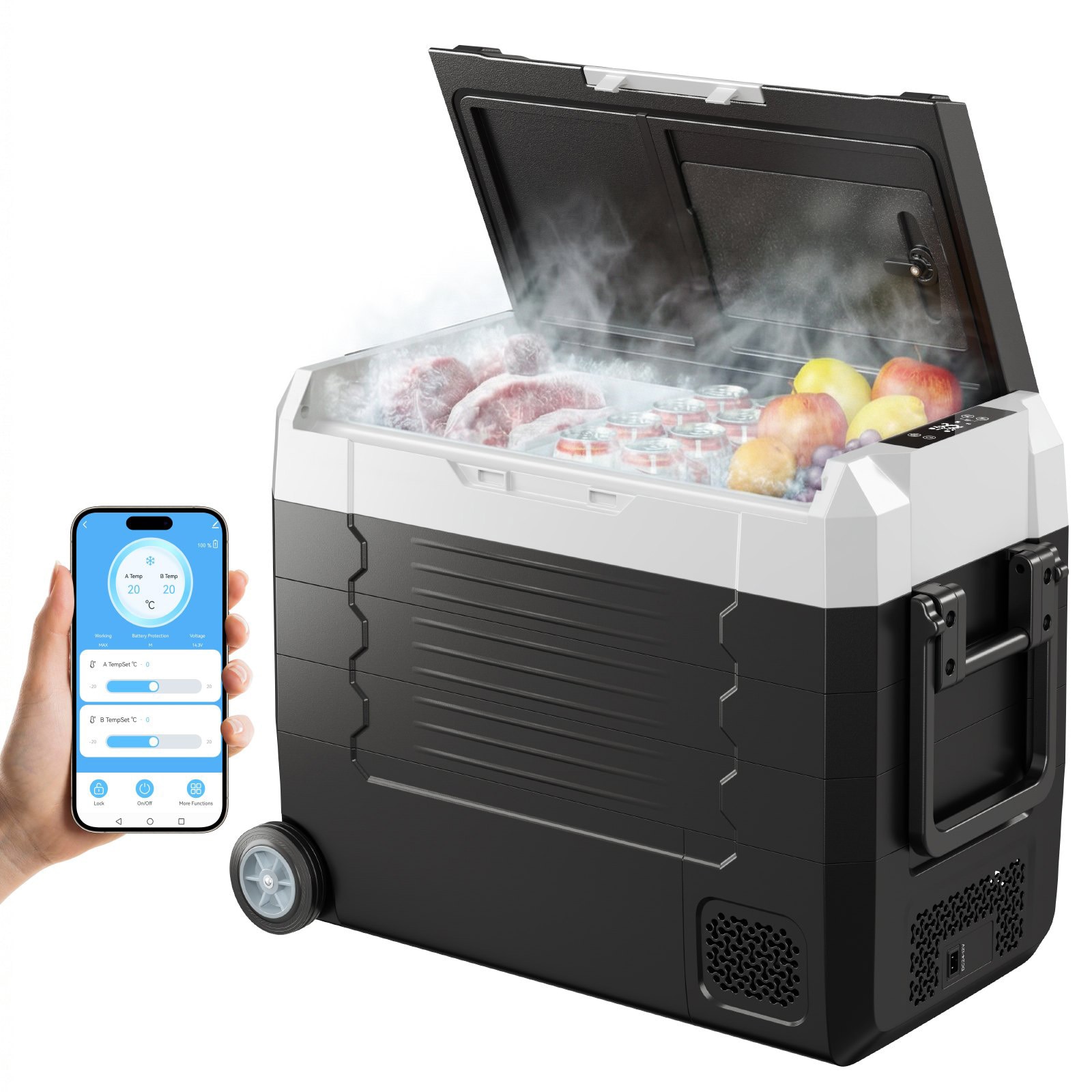 Mecale 48-Qt PP HDPE Mini Fridge with App Control -4 to 68 F 12/24V DC 100-240V AC Black #VOL-VBYX5W