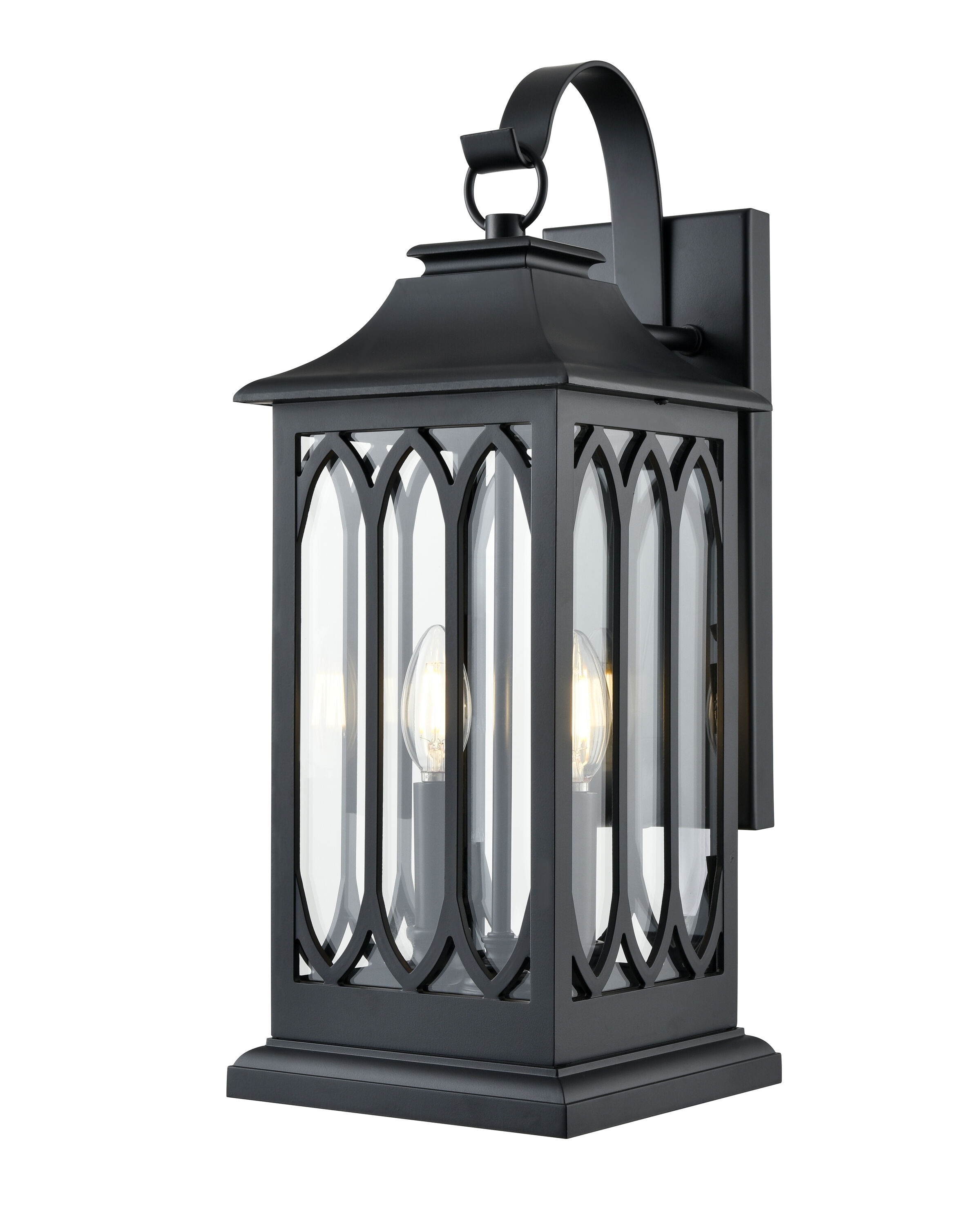 Millennium Lighting 88102-PBK Mallorey 2 -Light 20.01-in H Matte Black Hardwired Outdoor Wall Light