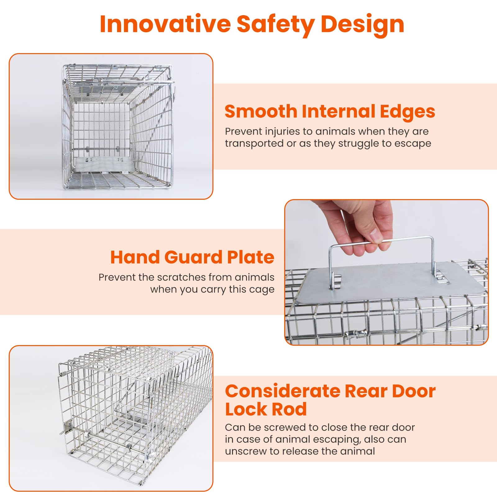 Misopily 24-in Humane Live Animal Trap Cage Galvanized Steel Folding ...