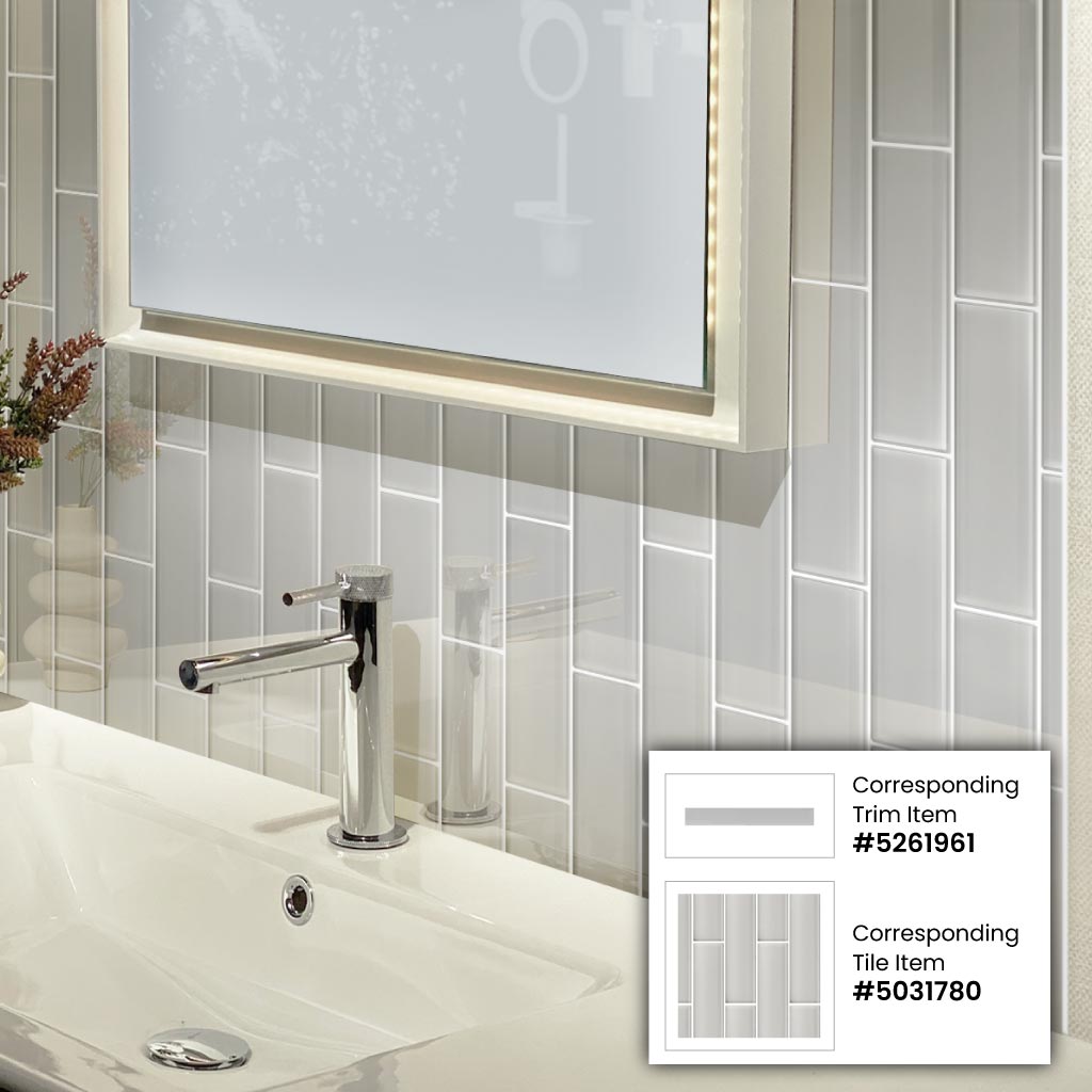 Apollo Tile 10-Pack Light Gray 1/2-in x 12-in Glass Pencil Liner Tile  (0.5-sq. ft/ Carton)