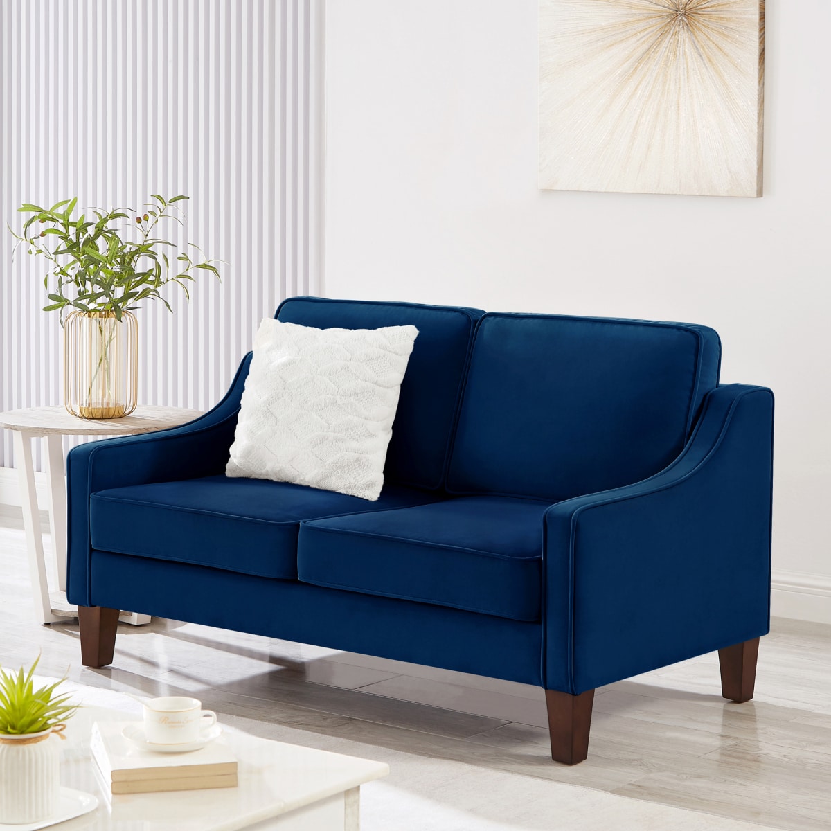 Streamdale Furniture - Streamdale Velvet 2-Seater Loveseat Sofa with Spring Cushion and Wood Legs...