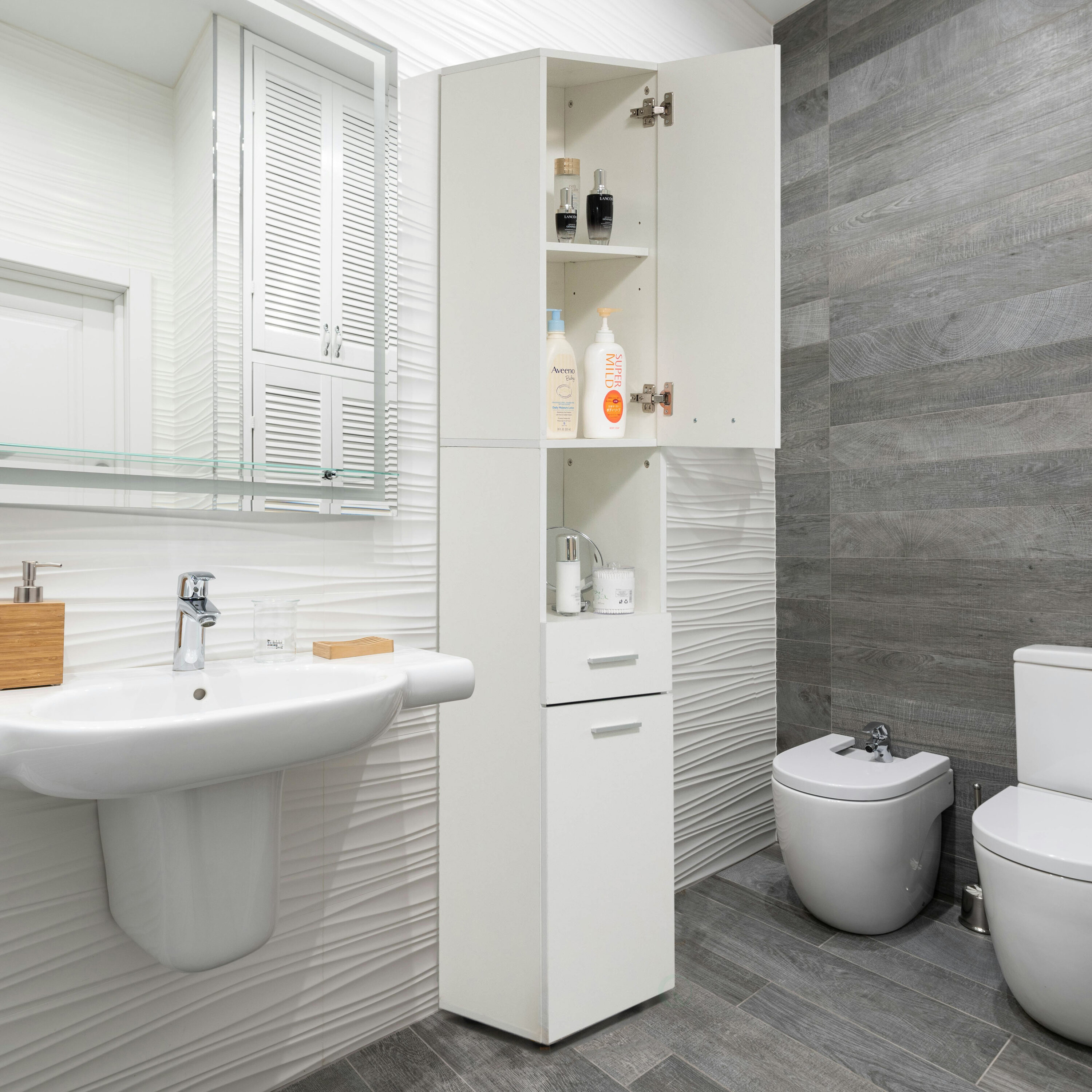 Basicwise QI004653.WT Bathroom-Wall-Cabinets - View #2