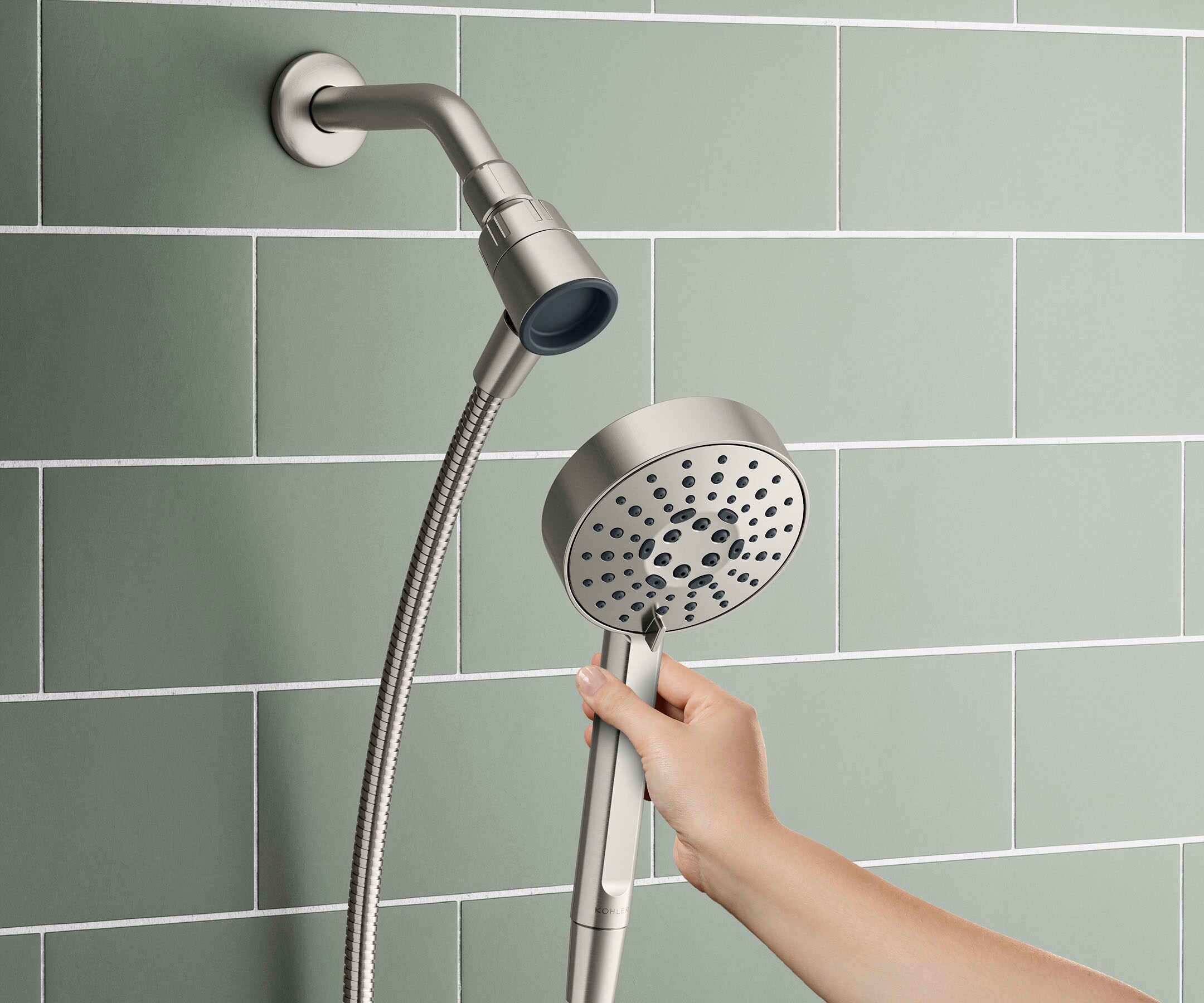 KOHLER Premise Brushed Nickel Handheld Shower 1.75-GPM (6.6-LPM) in the ...