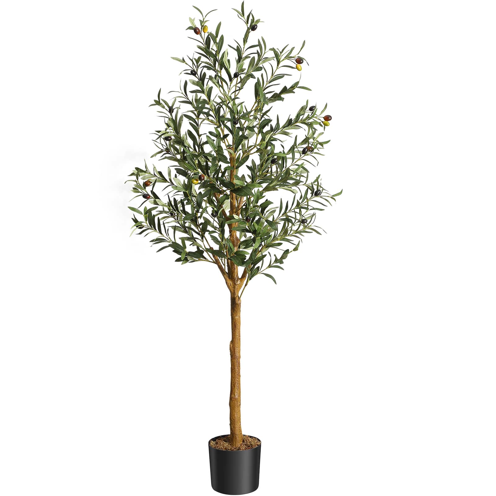 WhizMax LHFLS-PHO-10VQVJ62 Artificial Olive Tree 5FT(60in) Tall Faux Silk Olive Trees for Home Office Living Room Decor Indoor Fake Potted Tree with Natural Wood Trunk and Lifelike Fruits