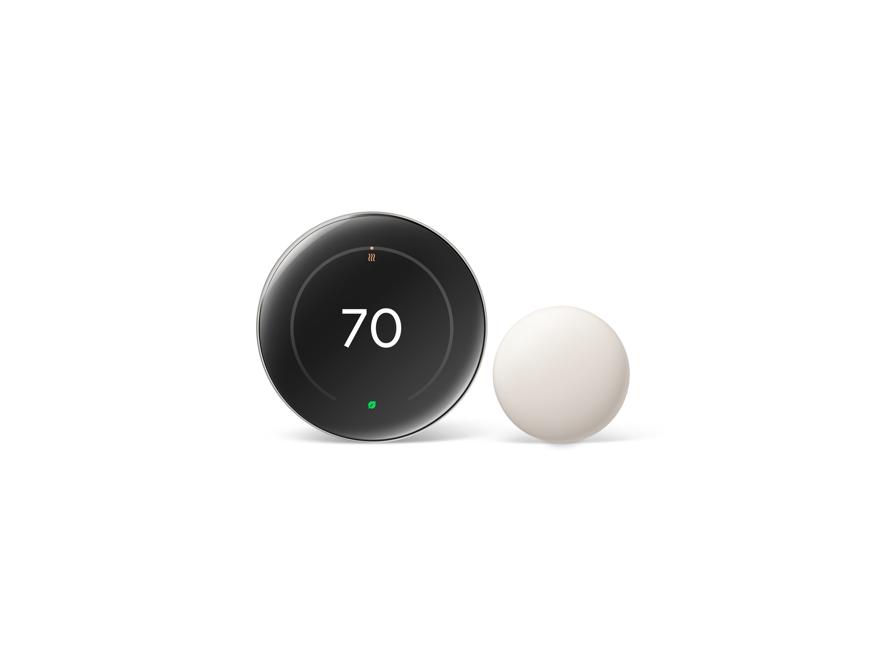 Google Nest Learning Thermostat (4th Gen) with Temp Sensor - Polished Silver