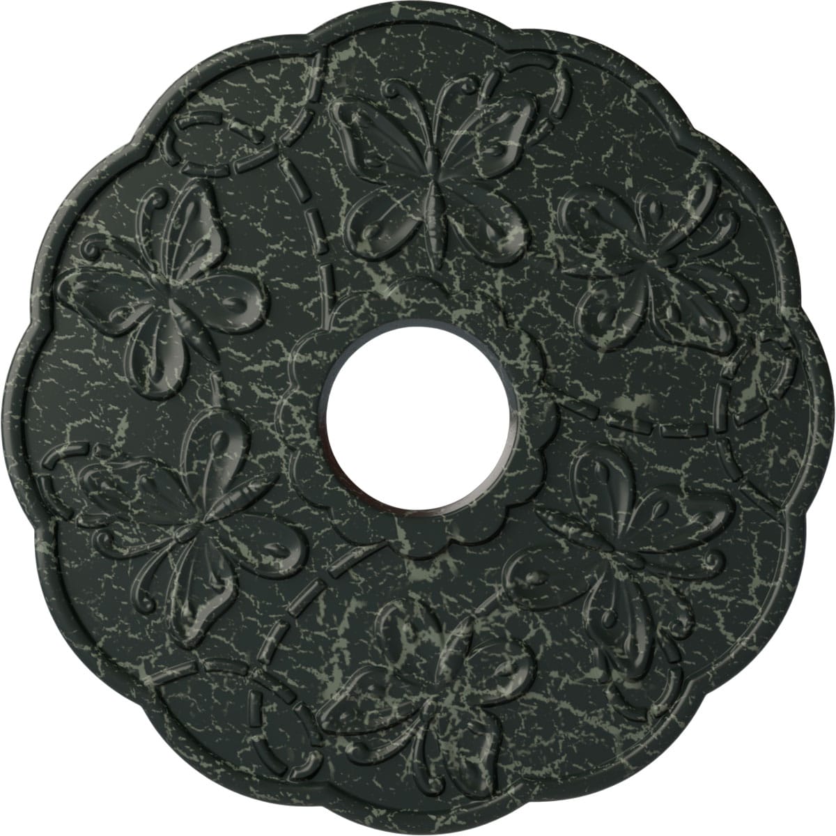 Ekena Millwork CM17TSPTC Terrones Butterfly 17.875-in W x 17.875-in L Painted Turtle Crackle Polyurethane Whole Ceiling Medallion