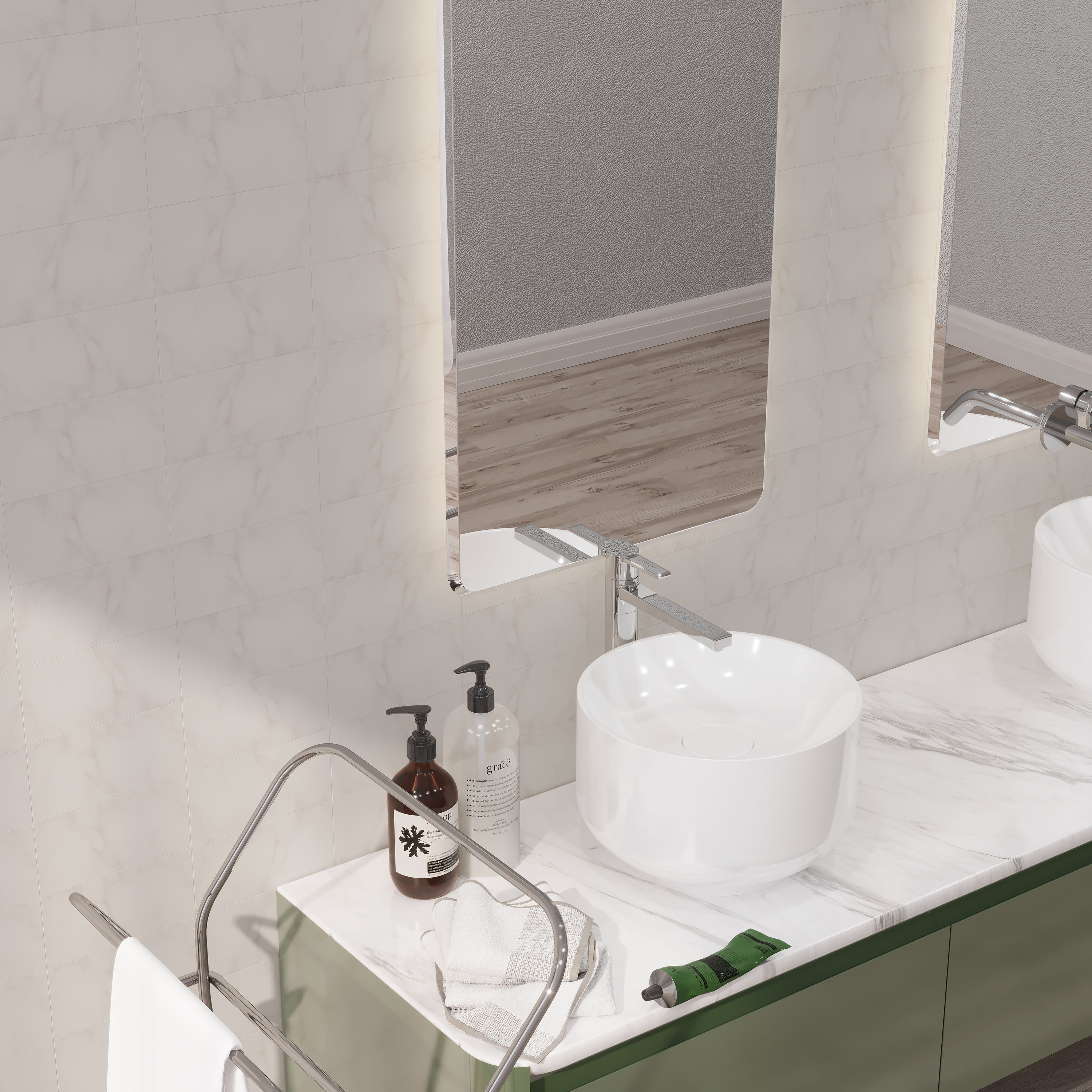 Carrara White 4'' x 8'' PVC Peel and Stick Subway Tile