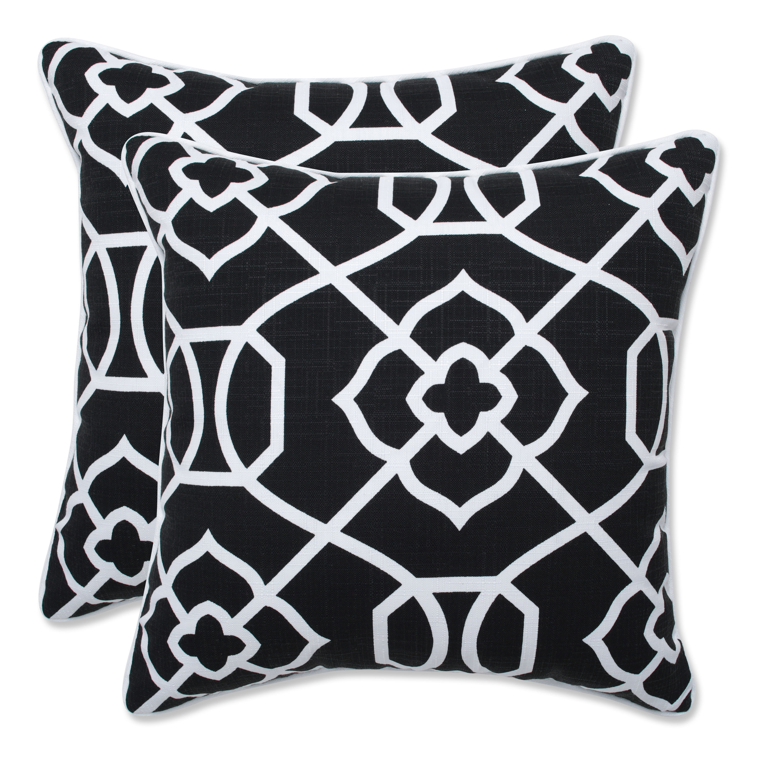 Outdoor/Indoor Kirkland Black 16.5-inch Throw Pillow (Set of 2) Outdoor ...