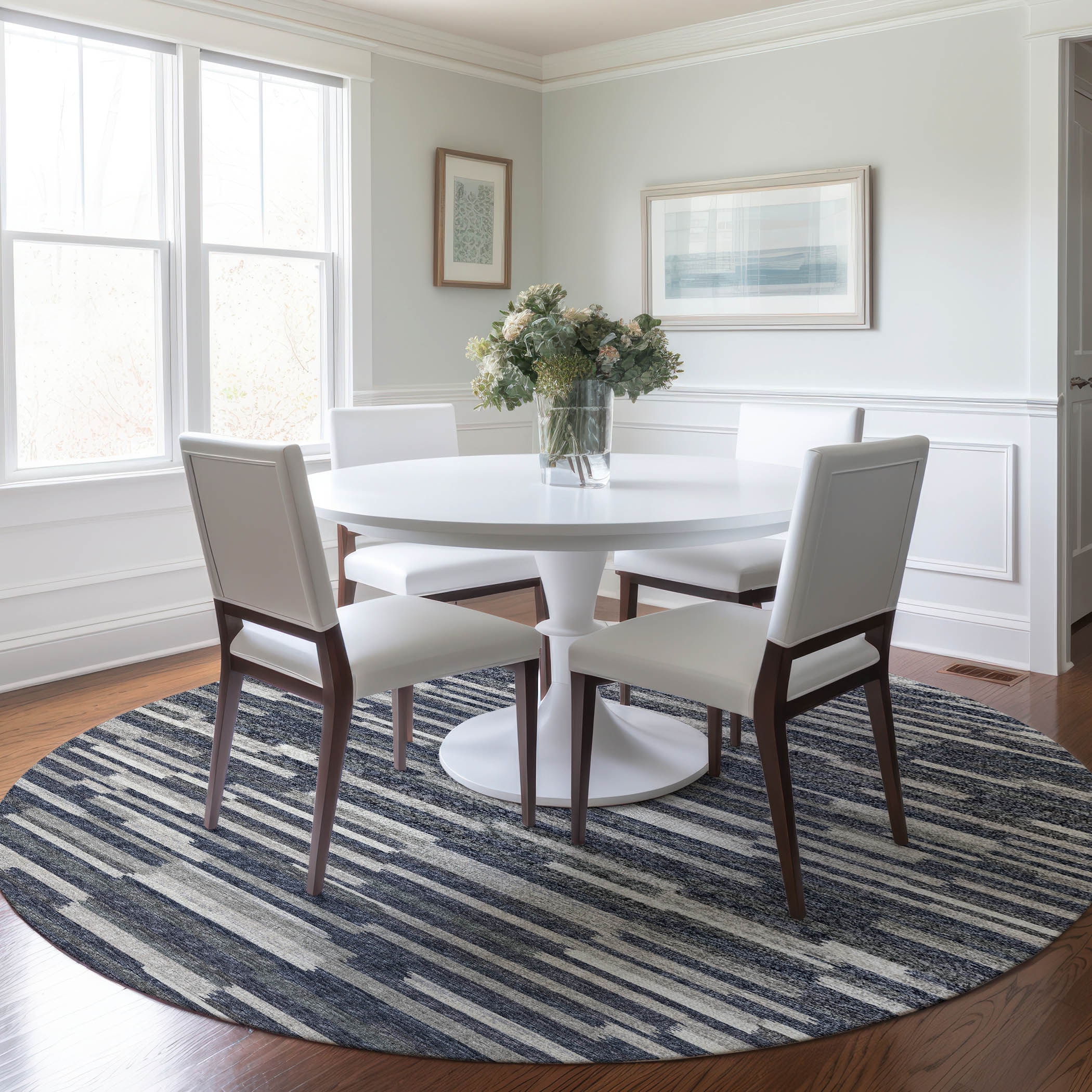 Addison Rugs AMF114GR8RO Mayfield AMF114GR 8 x 8 (ft) Loomed Polyester Gray Round Indoor Geometric Machine washable Area rug