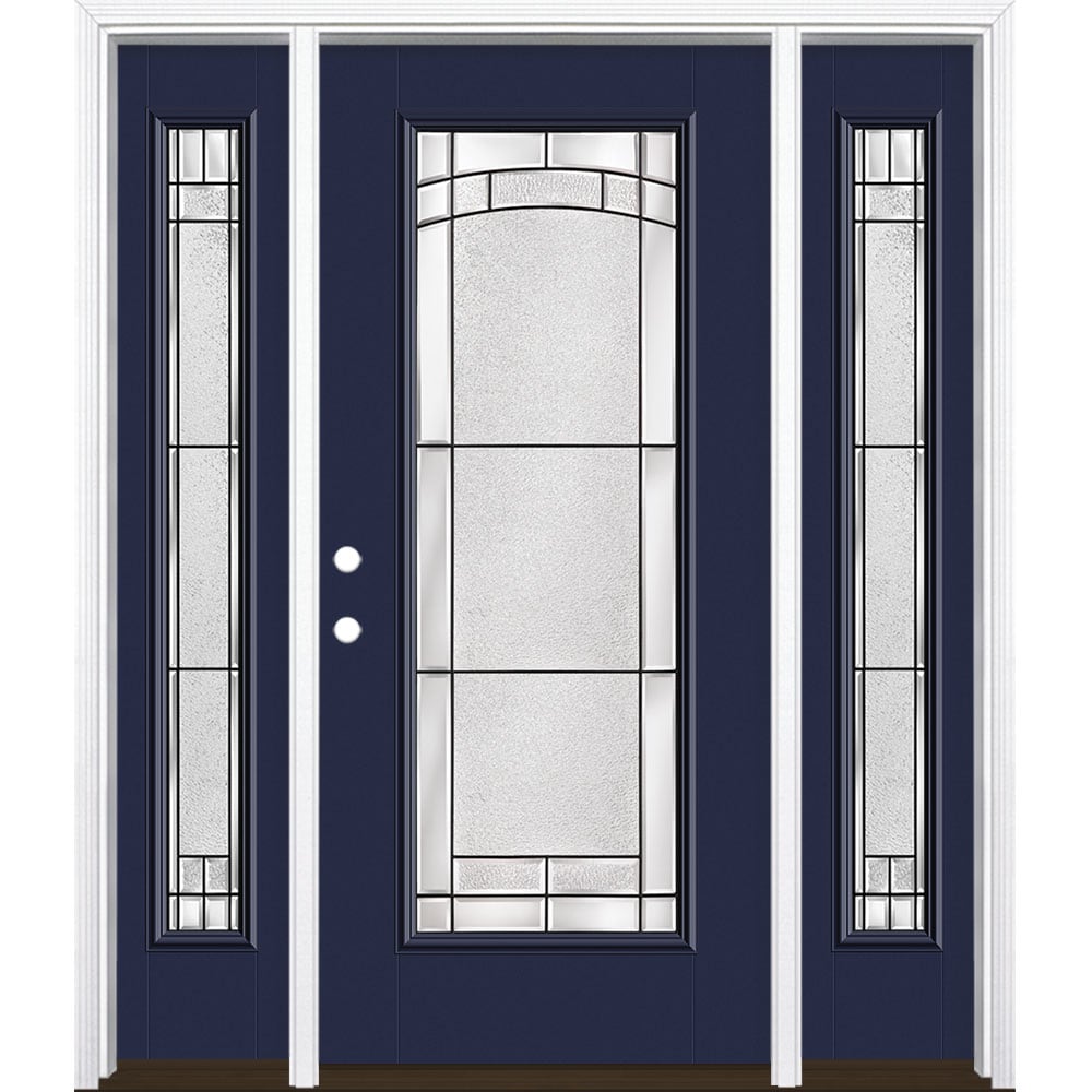 Masonite 3419542 Element 60-in x 80-in x 4-9/16-in Fiberglass Full lite Right-hand inswing Eclipse Painted Prehung Front Door with Sidelights with Brickmould Insulating core