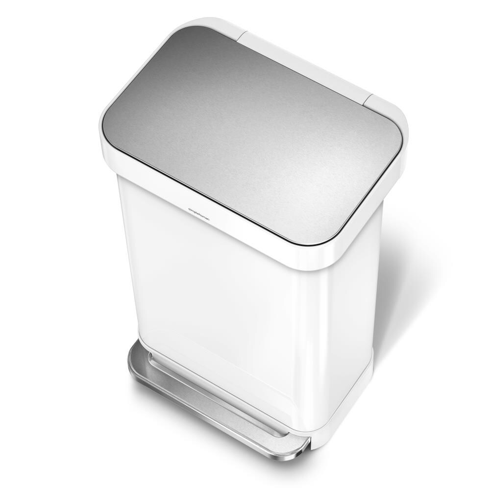 vochtigheid Luxe Riskeren simplehuman 45-Liter White Steel Kitchen Trash Can with Lid Indoor in the  Trash Cans department at Lowes.com
