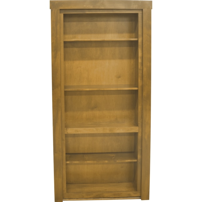 Swing Bookcase Door Maple, Dark Brown Wood Open Bookcase Door