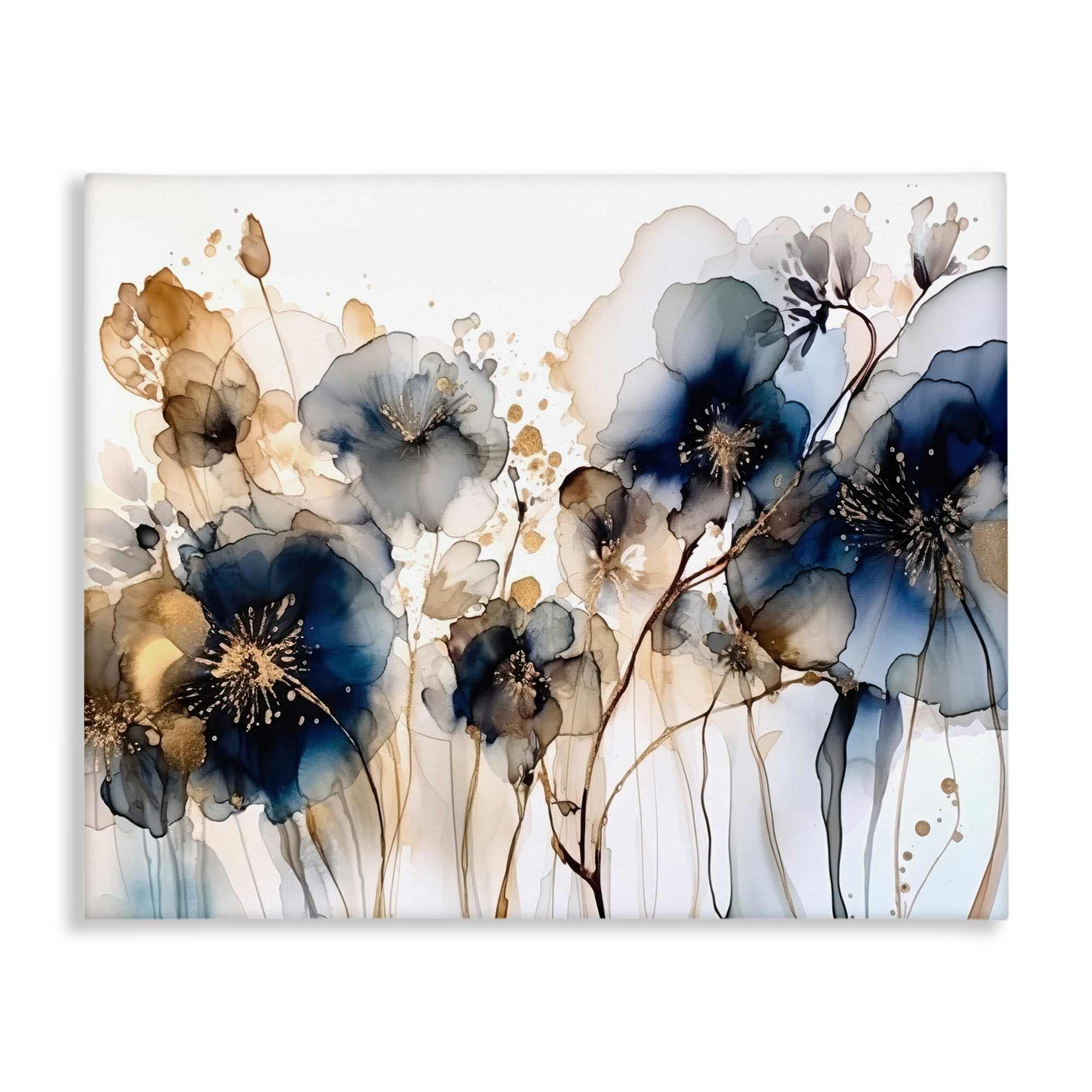 Stupell Industries AY-295-CN-30X40 Navy and Gold Abstraction Canvas Art 40 x 30