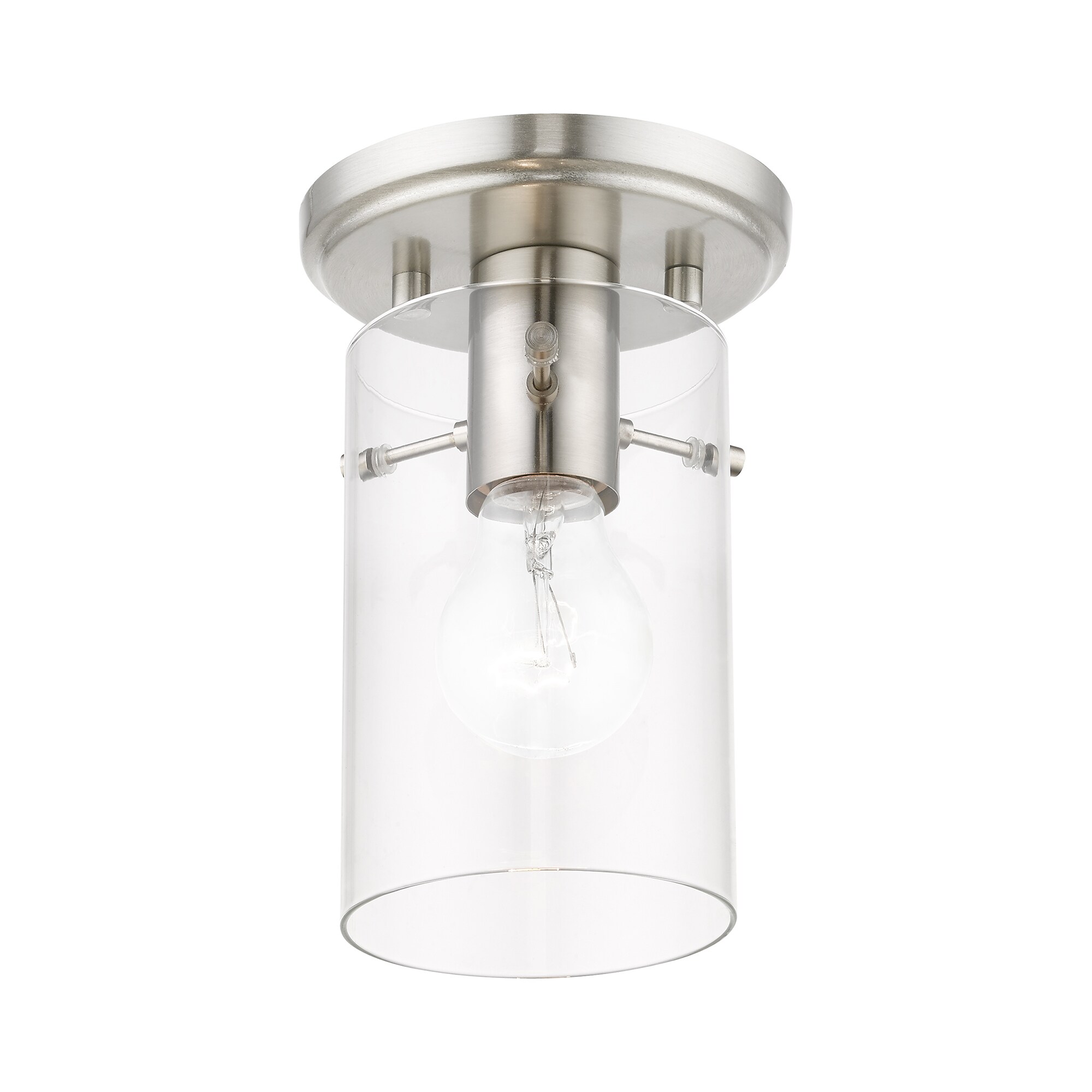 Munich Contemporary Brushed Nickel 1-Light Indoor/Outdoor Flush Mount