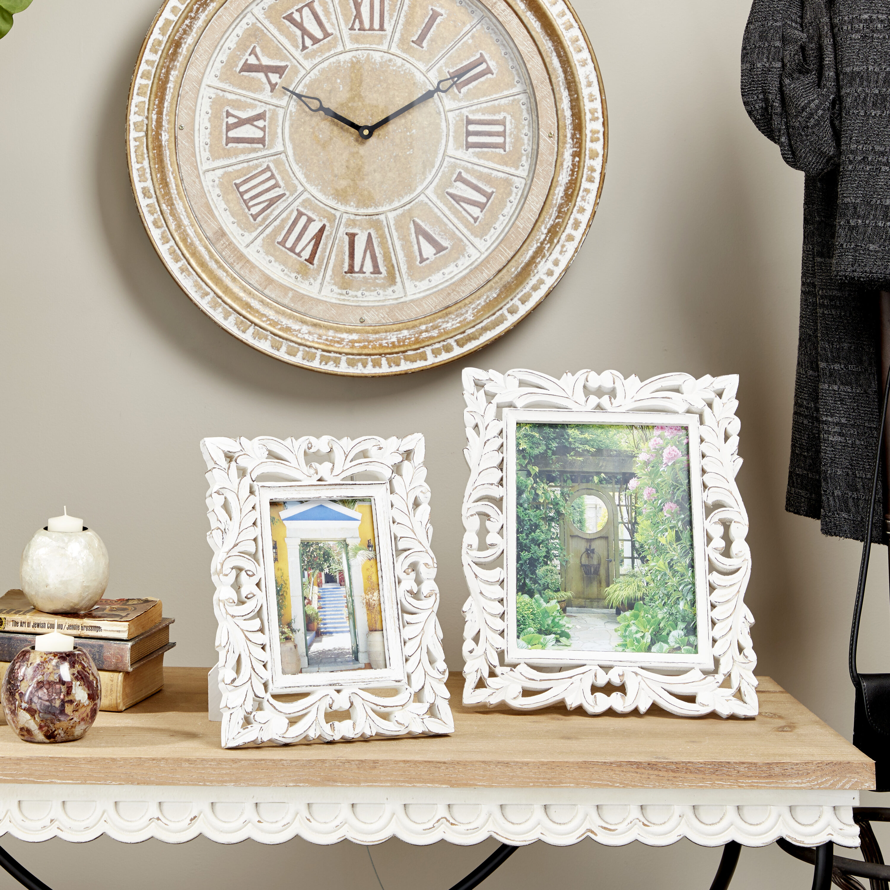 Grayson Lane 54639 White Handmade Intricately Carved Wood Picture Frame