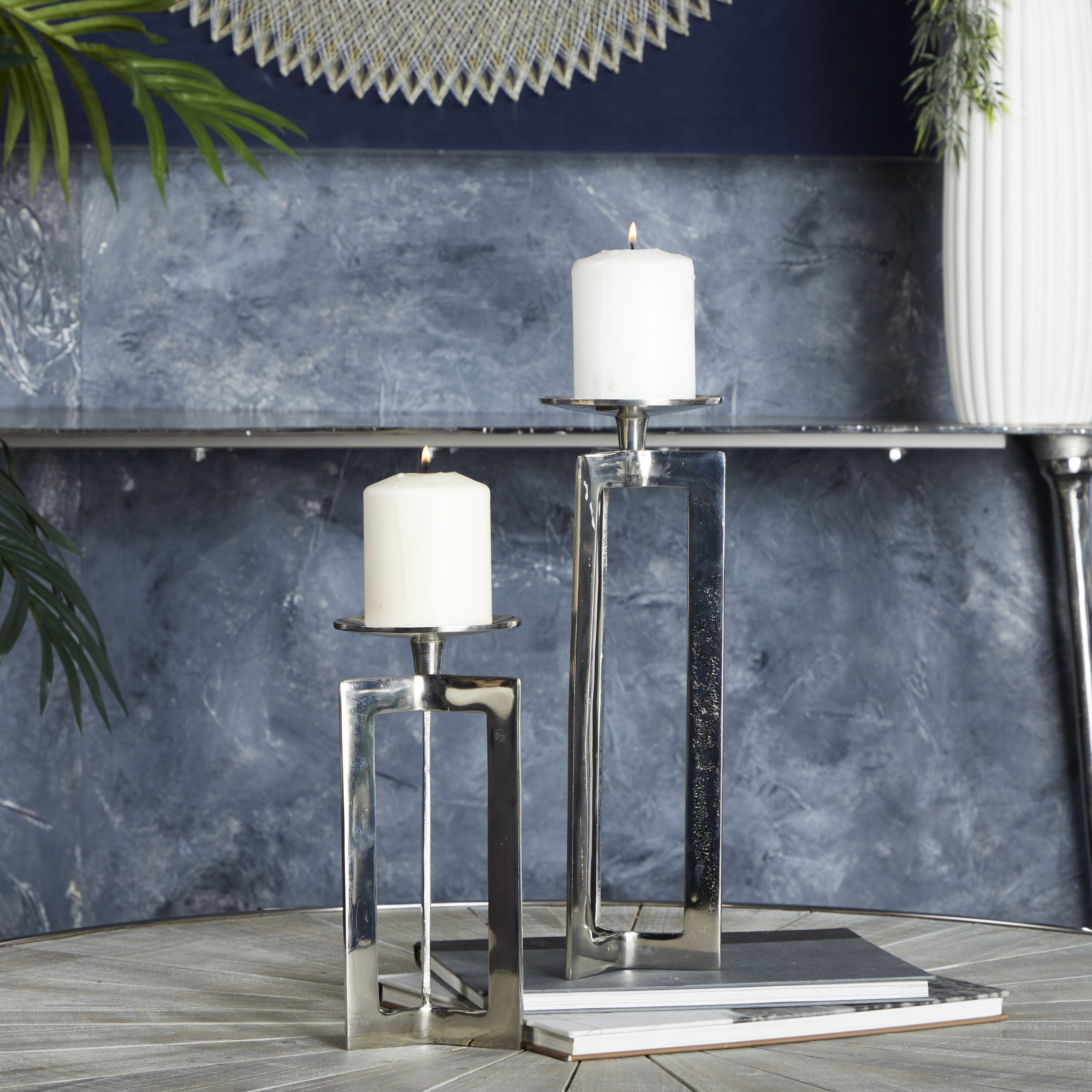 Grayson Lane 74316 2 Candle Aluminum Pillar Candle Holder