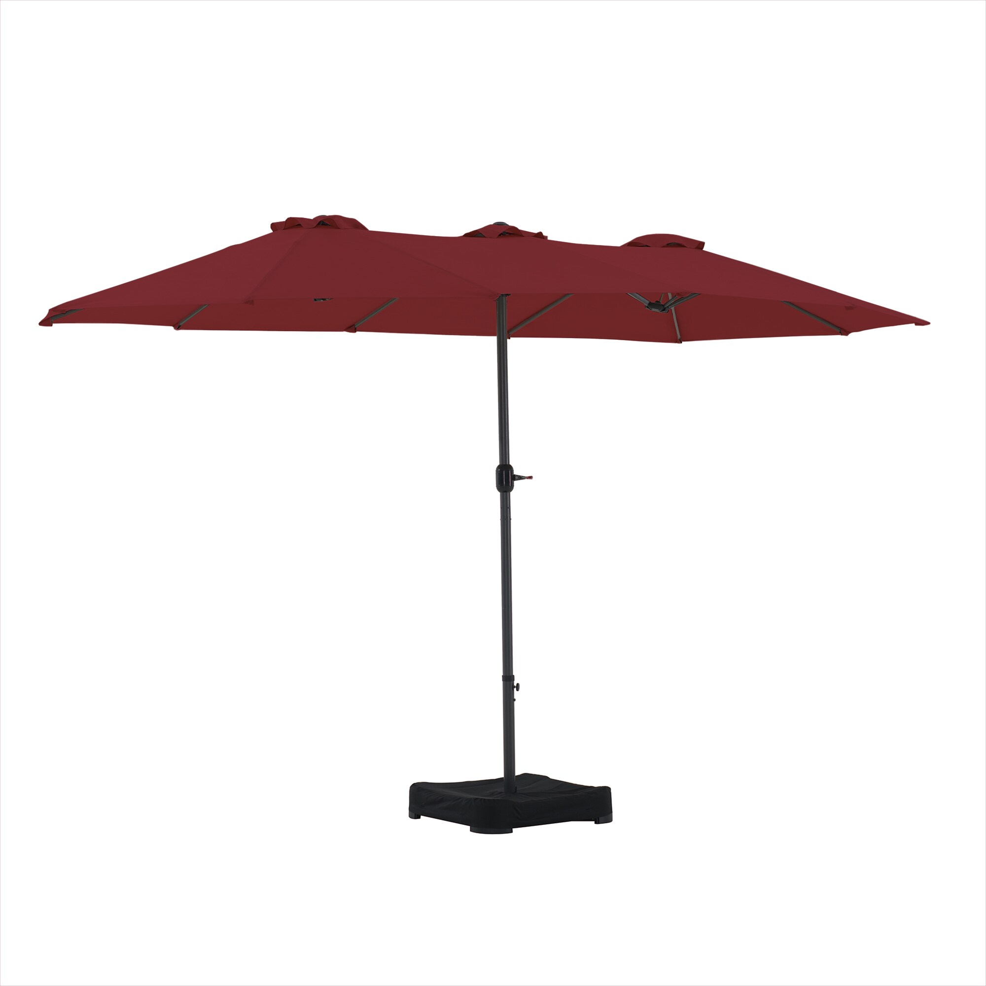 Sunjoy A701007301 9-ft Steel Red Crank Market Patio Umbrella with Base