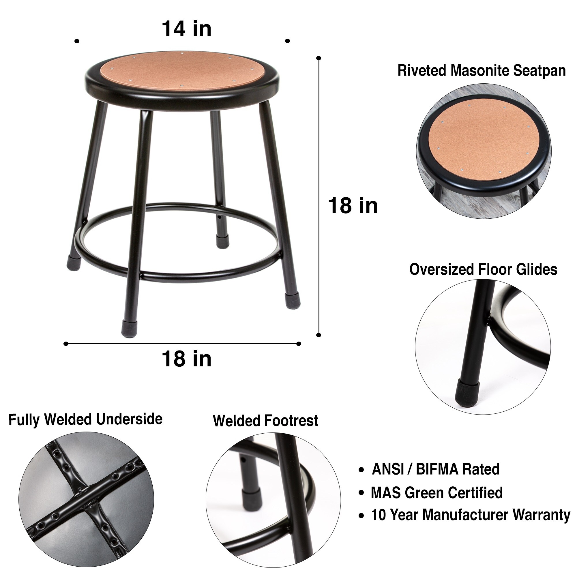 Hampden Furnishings Flynn 18 Inch Stool – Versatile Work Seat with 500 lb Weight Capacity, Durable Steel Construction, Comfortable Masonite Seat HMD6200ABK/2 simolary.com 14 Hampden Furnishings Flynn 18 Inch Stool – Versatile Work Seat with 500 lb Weight Capacity, Durable Steel Construction, Comfortable Masonite Seat HMD6200ABK/2 Simolary simolary.com 14