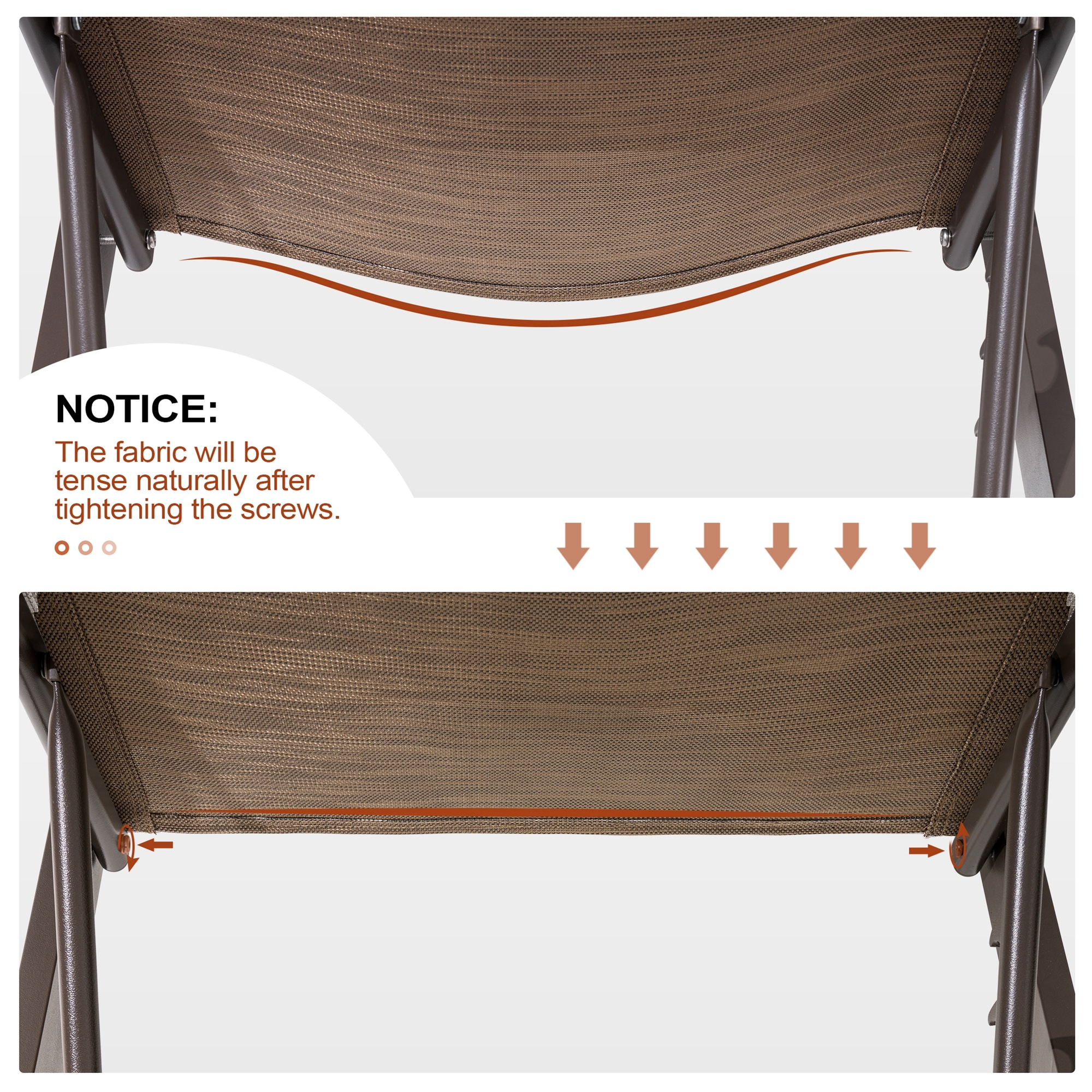 Brown Aluminum Adjustable Chaise Lounge Set with Texteline Fabric