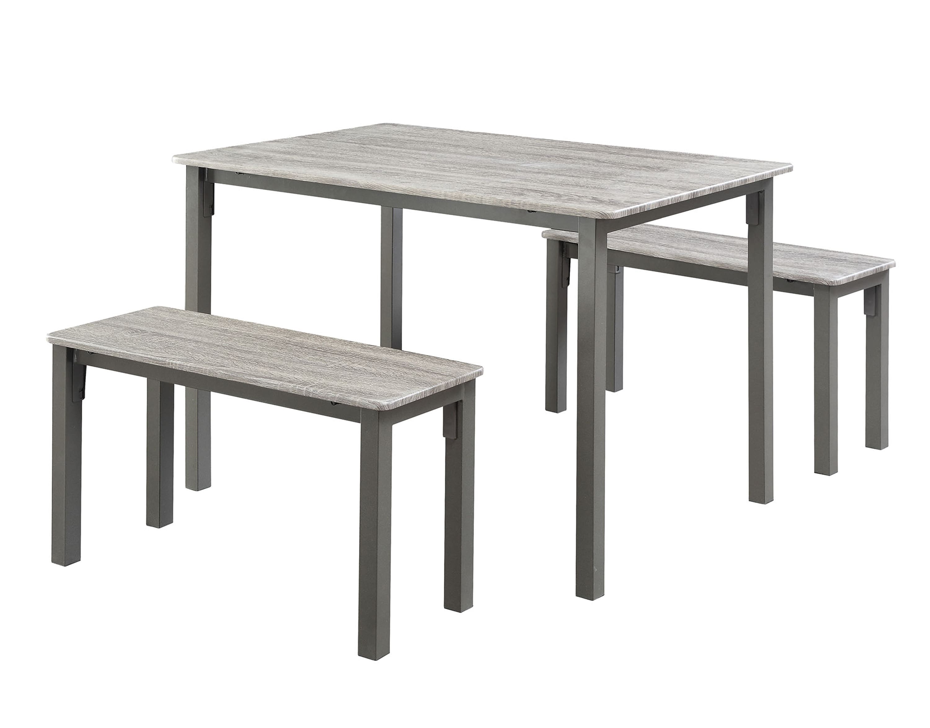 4D Concepts 159956 Tool Less Boltzero Washed Grey with Grey Metal Transitional Dining Table, Mdf with Grey Metal Base 43.3-in L x 30-in H