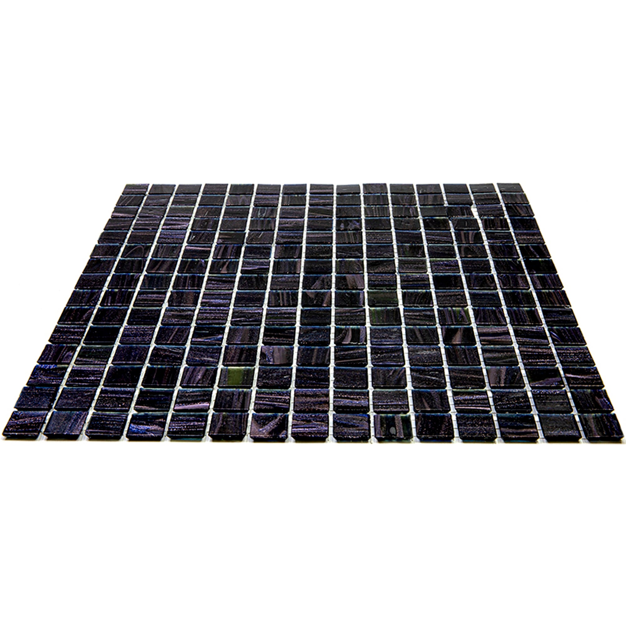 Celestial 12 in. x 12 in. Glossy Oil Black Glass Mosaic Tile