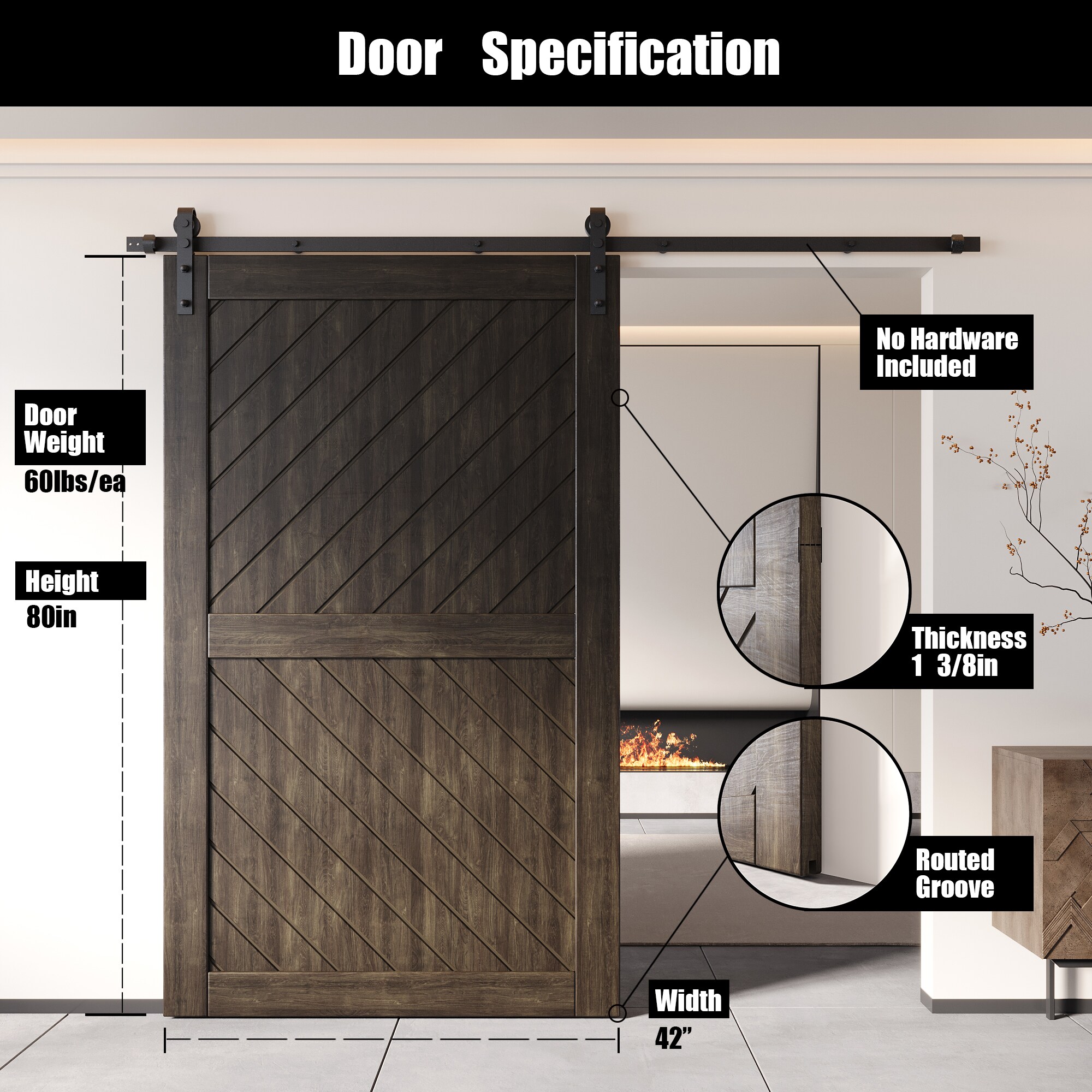 HOMACER XT3-4280-EB Barn-Doors - View #2