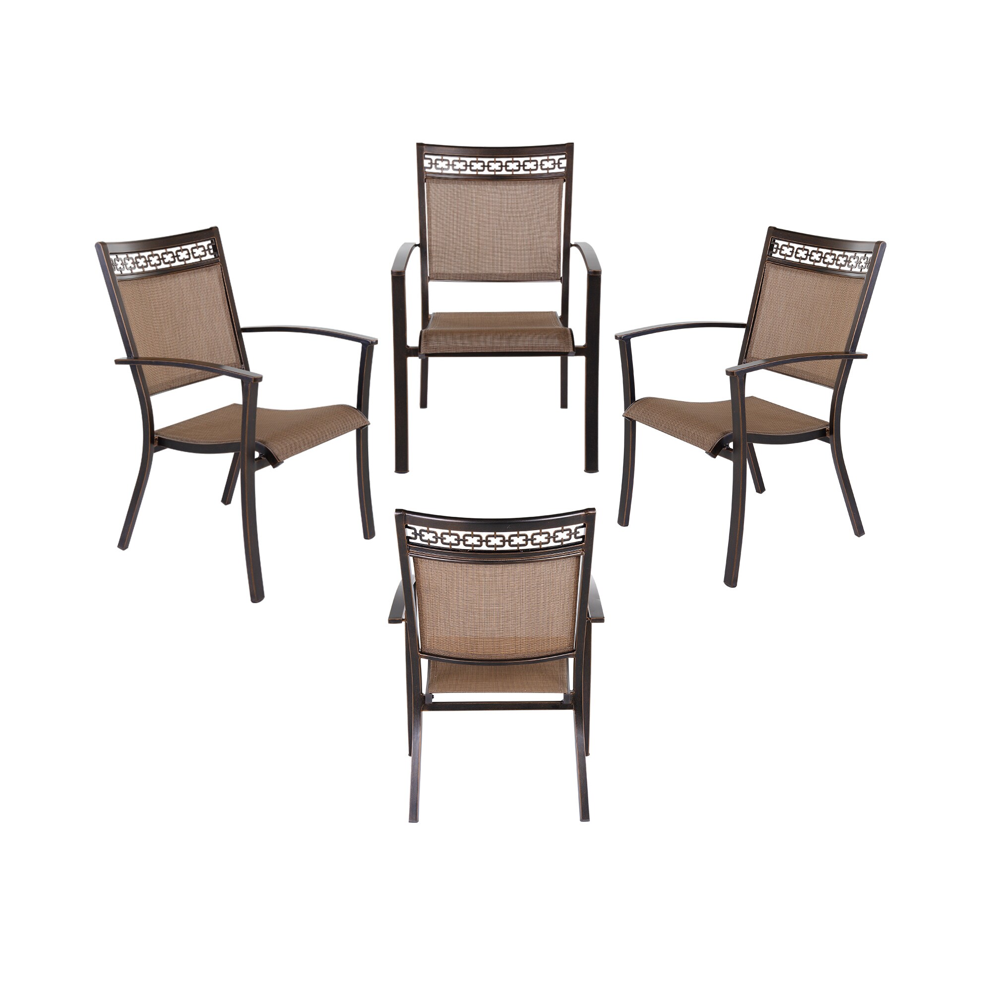 CASAINC BJC-WF-JW00320901 Set of 4 Brown Aluminum Frame Stationary Dining Chair with Brown Sling Seat