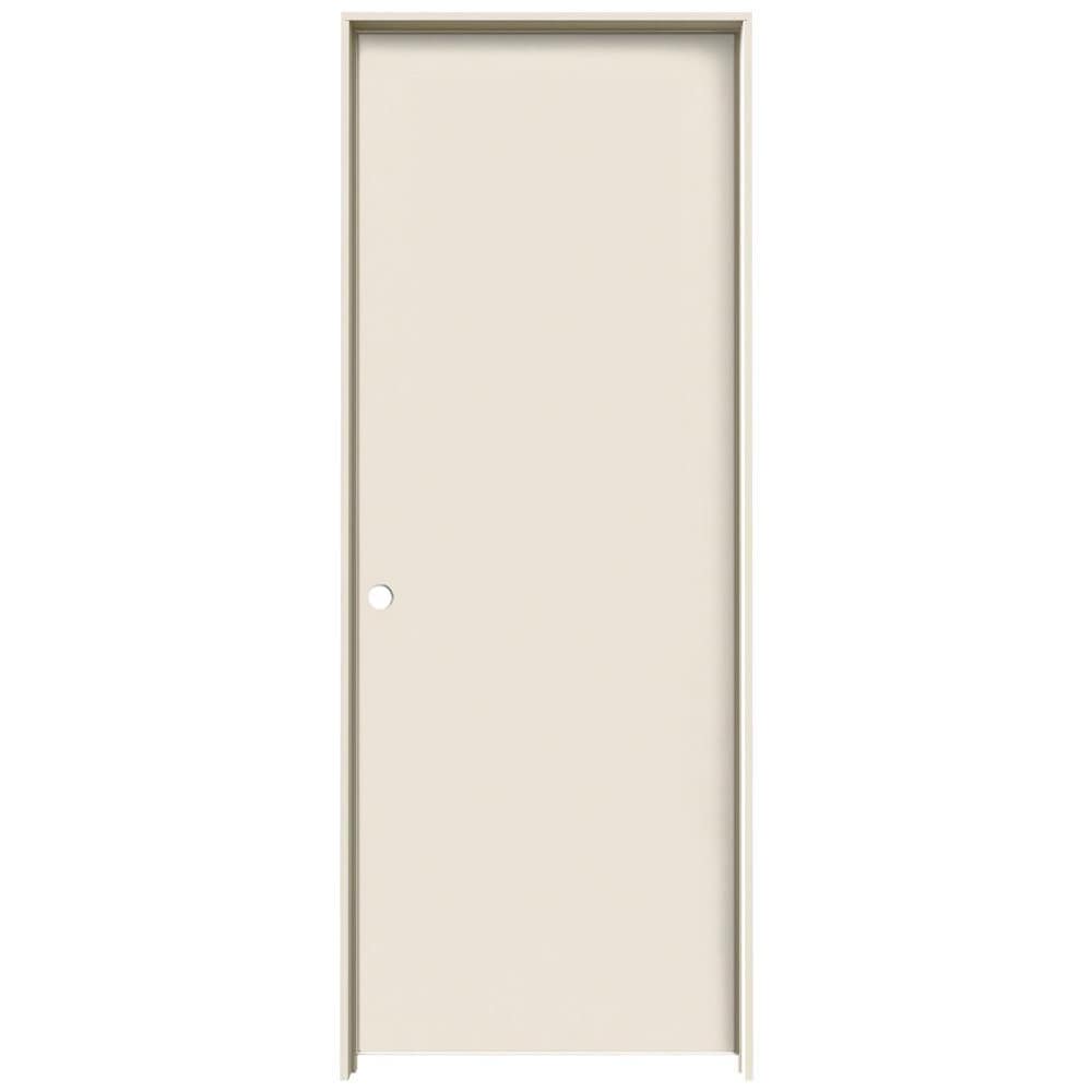 JELD-WEN JWPRO238200038 32-in x 80-in Primed Hollow core Flush Right hand Smooth Primed Hardwood Hardboard Flat Jamb Single Prehung Interior Door