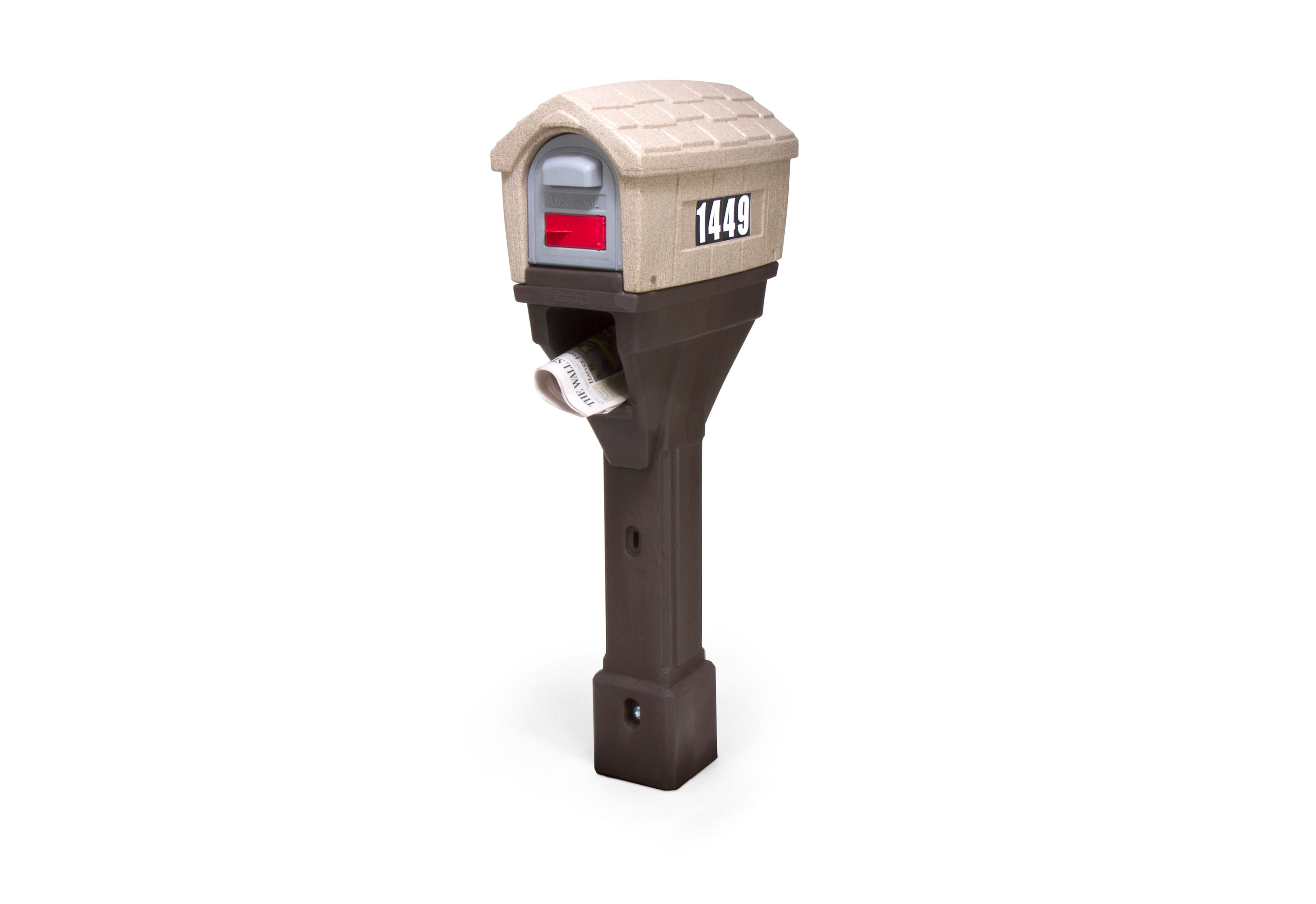 Simplay3 417020-01 Large Plastic Sandstone/Espresso Post Mount Mailbox