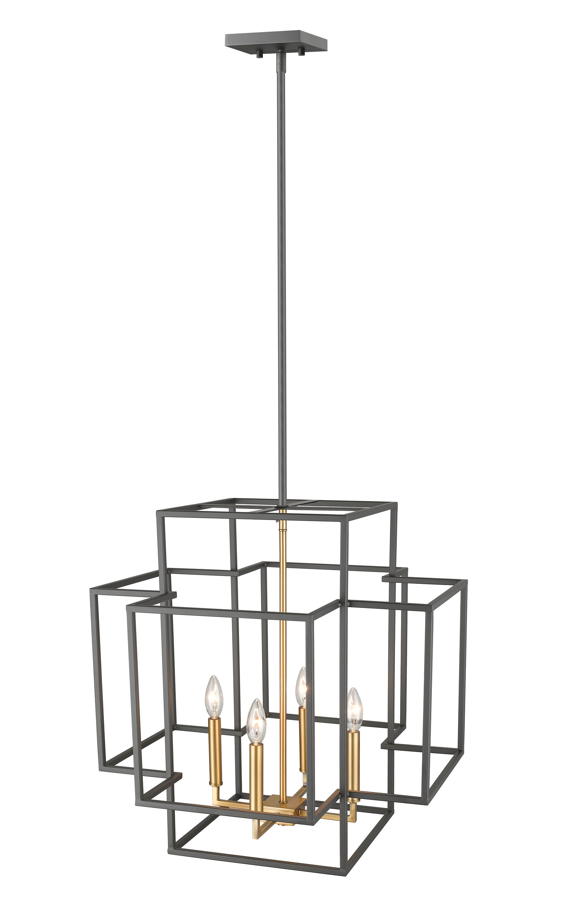 Titania 22" Brushed Nickel & Bronze Geometric Pendant Light