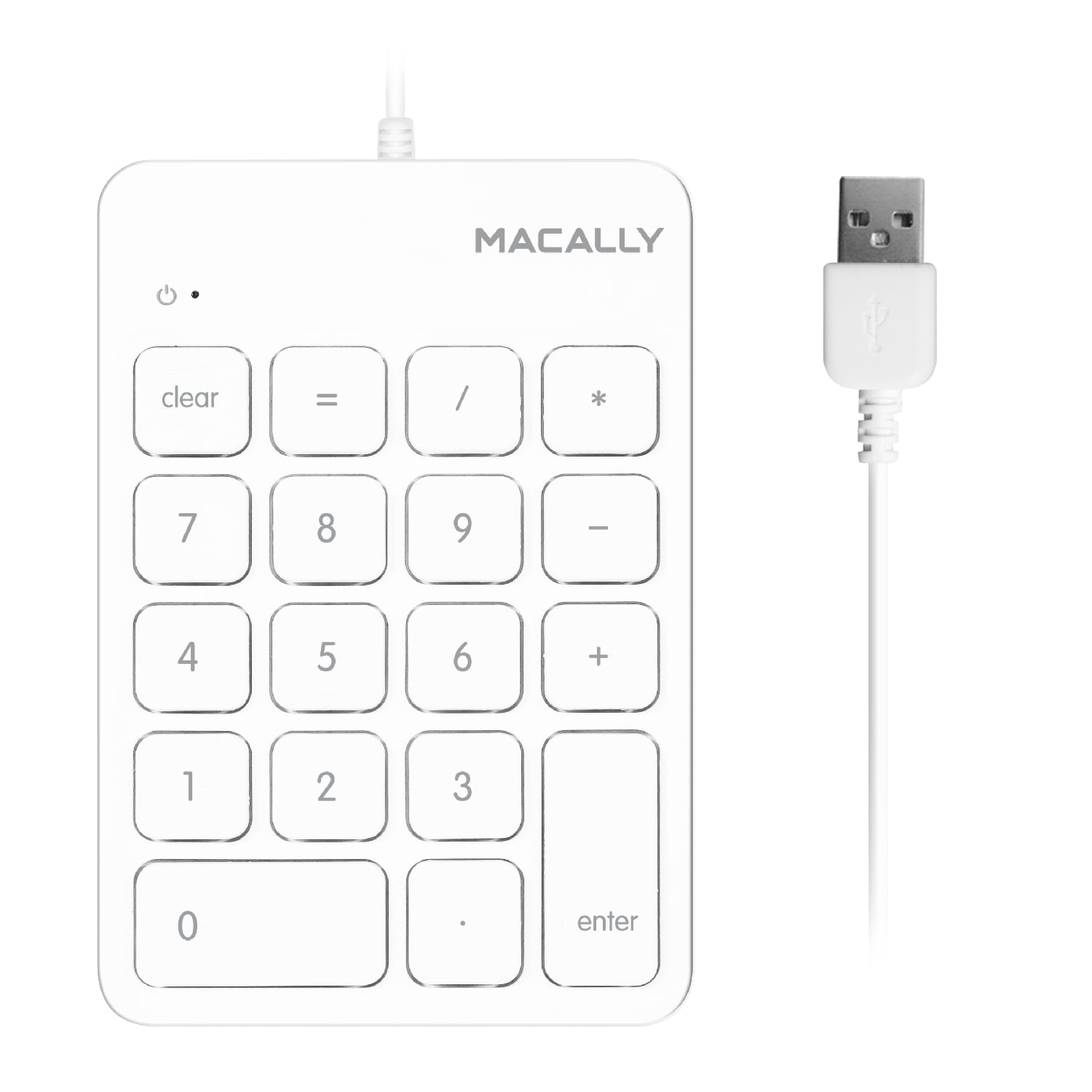 Macally Usb Numeric Keypad Keyboard For Laptop, Mac Imac, Macbook Pro/air, Windows Pc, or Desktop Computer with 5 Foot Cable and 18 Key Slim Number Pad Numerical Numpad- White (