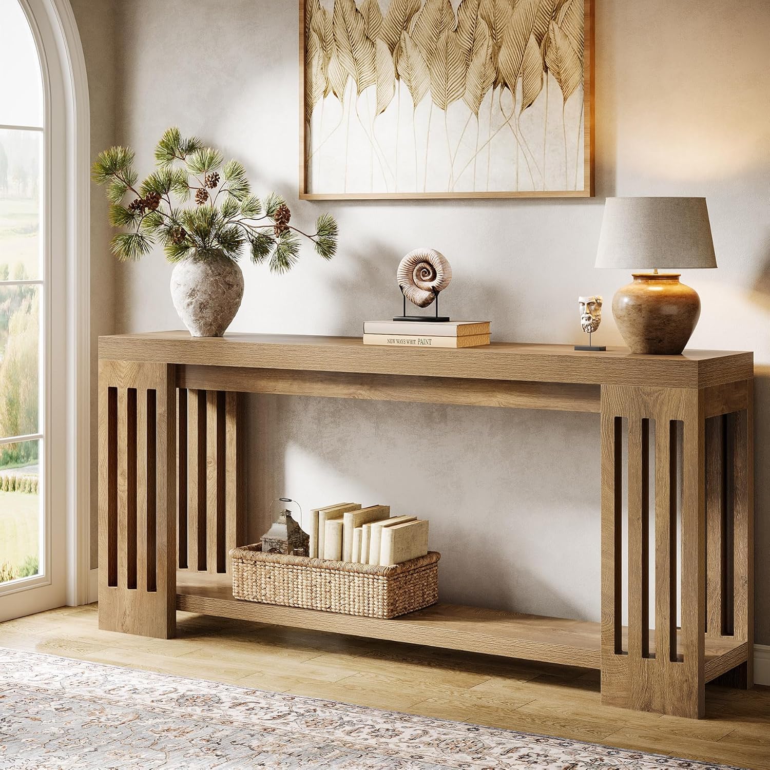 Tribesigns -  70.9 inches Extra Long Entryway Table Farmhouse Sofa Console Table with Vertical St...