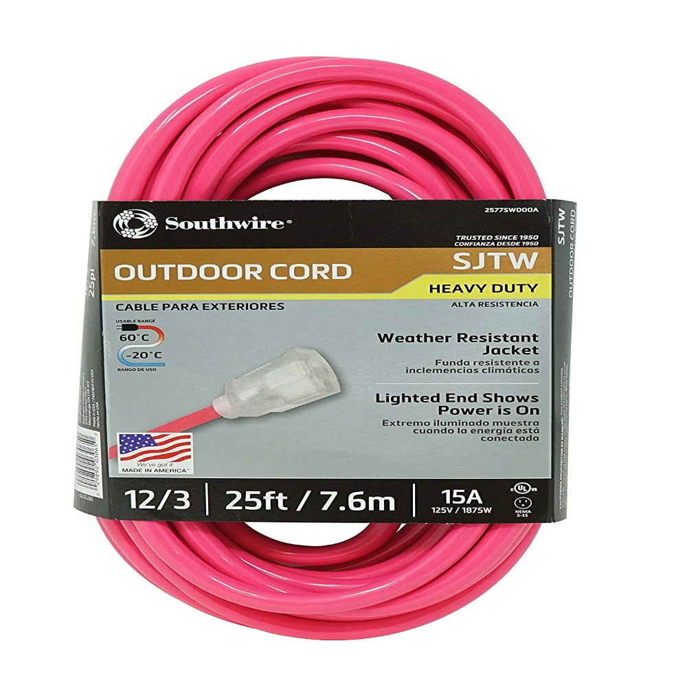Southwire 25-ft 12 / 3-Prong Outdoor Sjtw Heavy Duty Lighted 