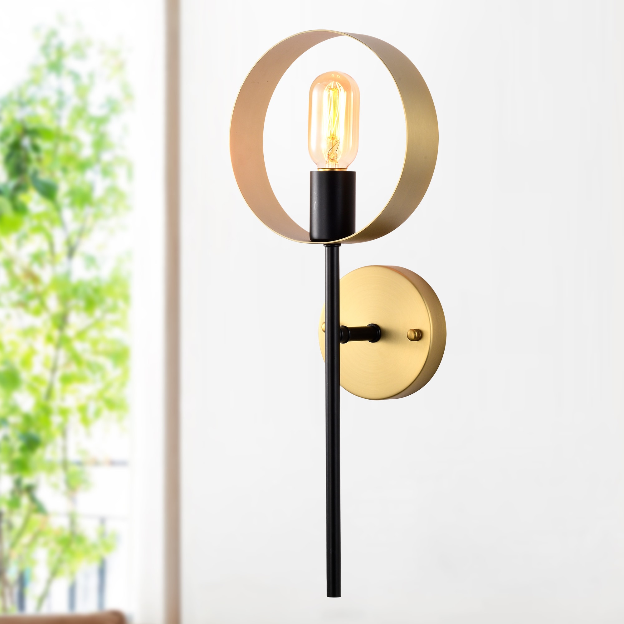 Warehouse of Tiffany WD026/1B 7-in W 1 -Light Satin Gold Transitional Wall Sconce
