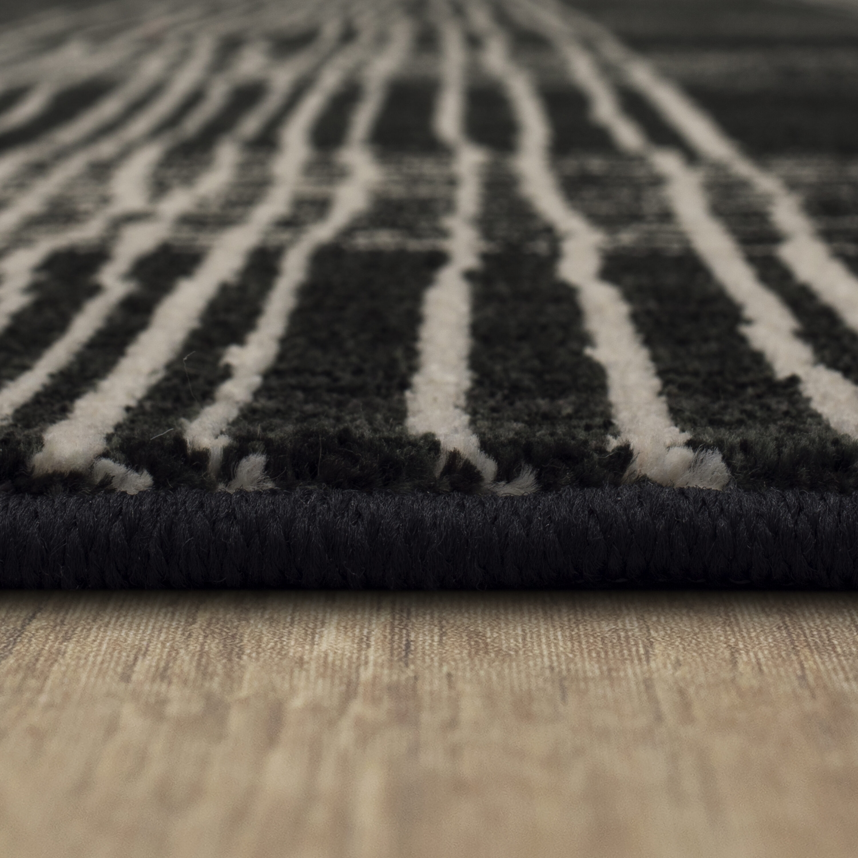 Modern Abstract Black Geometric Synthetic Area Rug