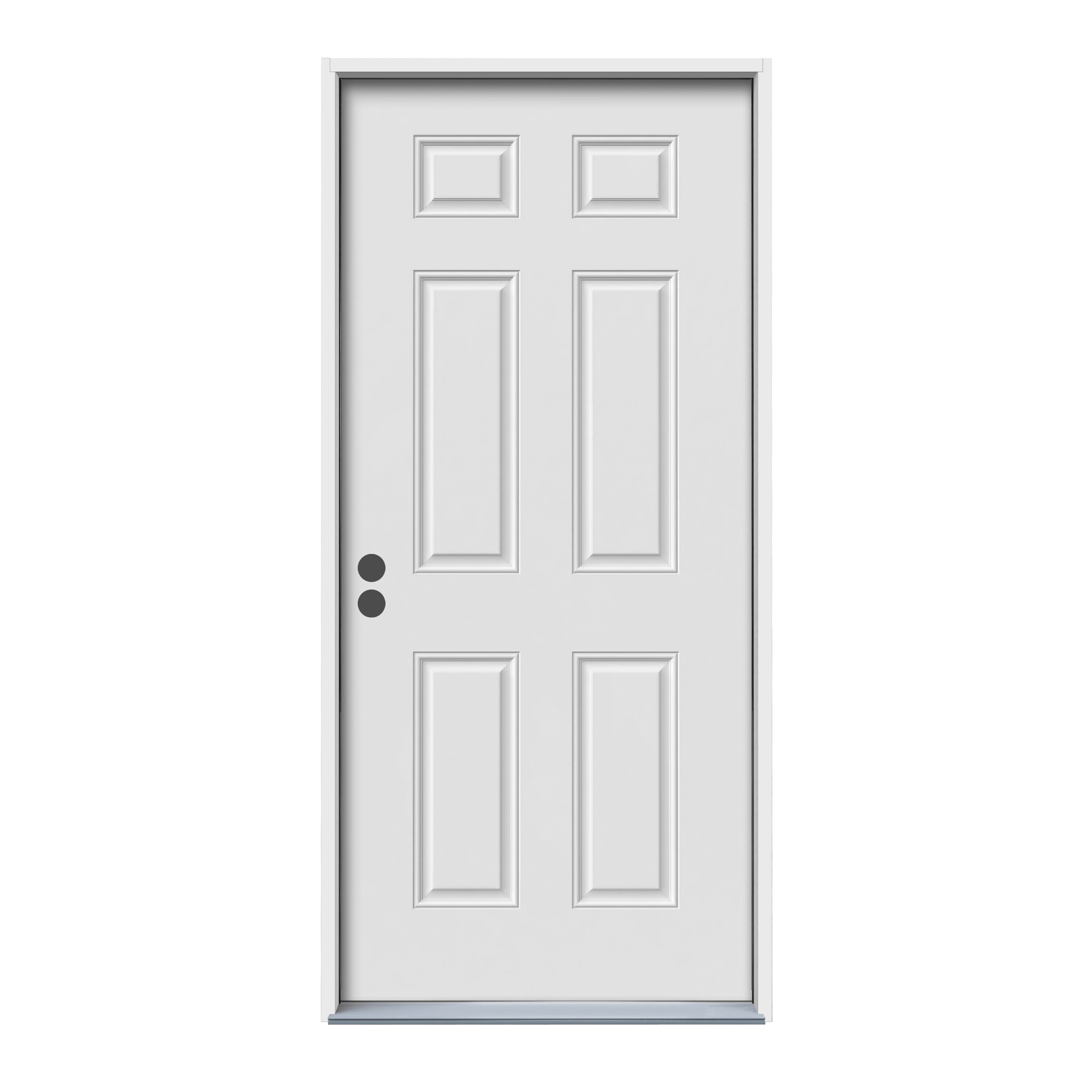 JELD-WEN - Smooth-Pro 36-in x 96-in x 6-9/16-in Fiberglass Right-hand inswing Primed Prehung Resi...