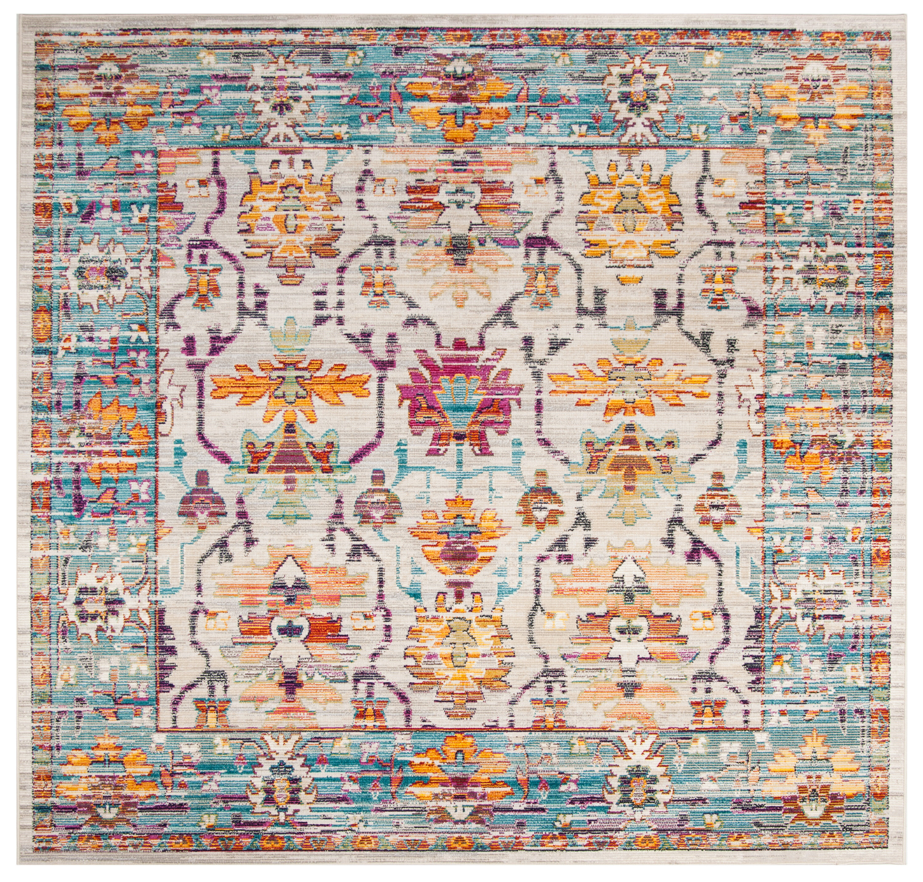 Safavieh Crystal Thomas 3 x 5 Cream/Teal Indoor Distressed/Overdyed Vintage Throw Rug