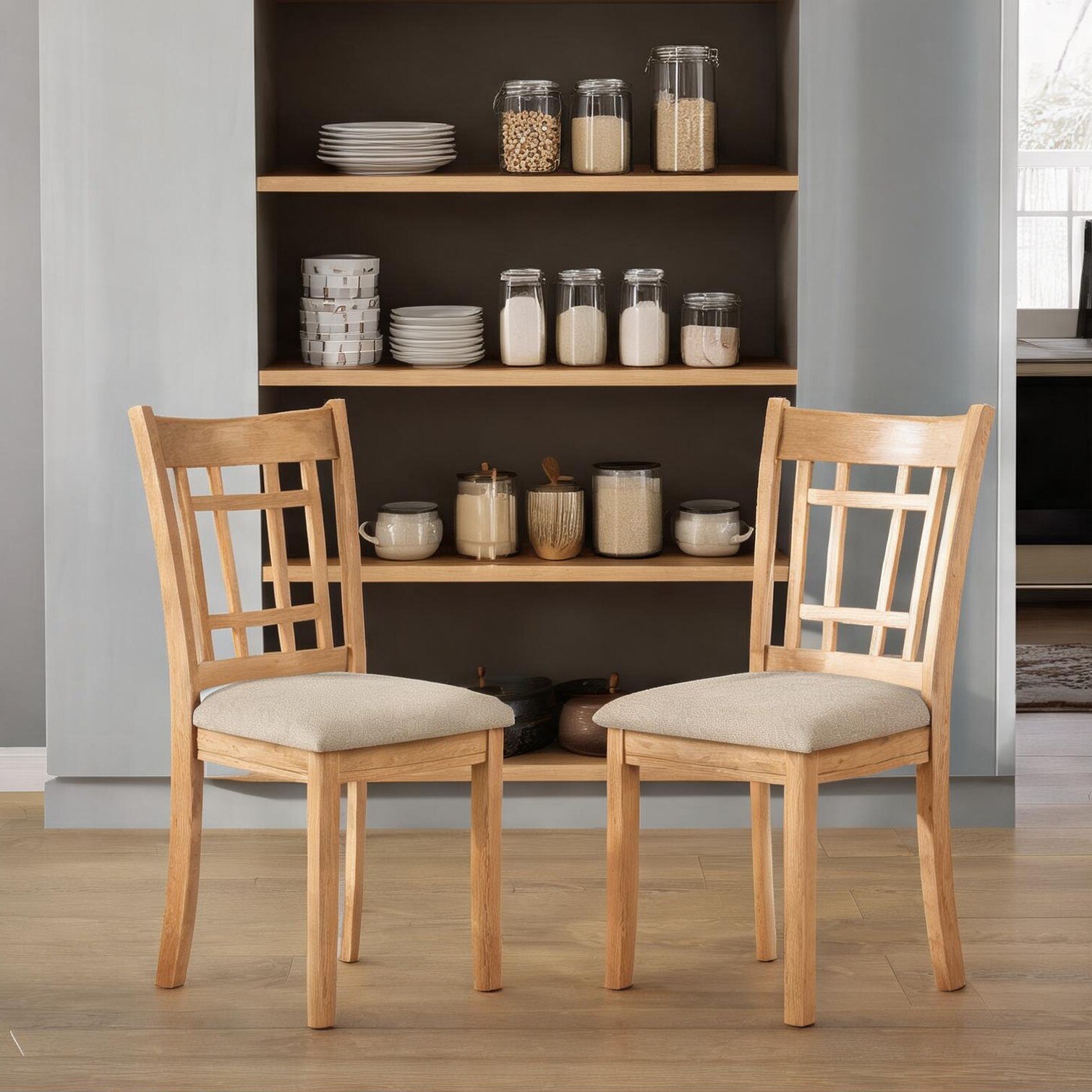 SunJet pairing Light Oak Finish Seating For Dining with Light Oak Wood ...
