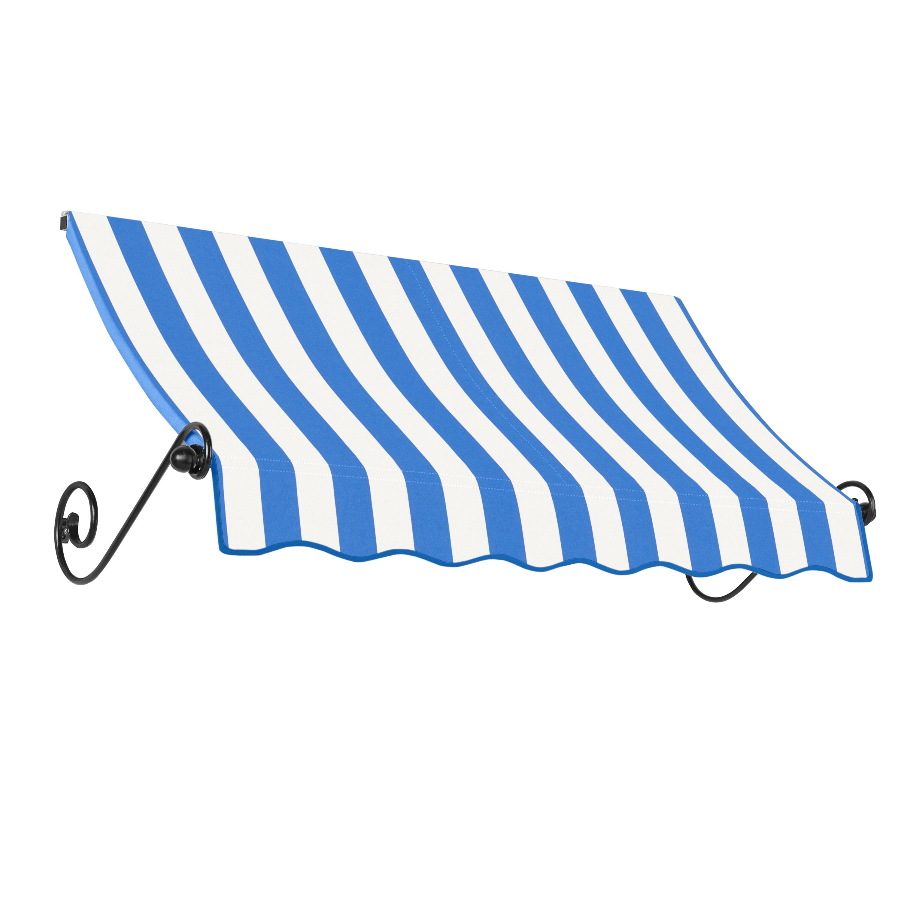 Awntech CH22-L-8BBW Charleston 100.5-in Wide x 24-in Projection x 24-in Height Fabric Bright Blue/White Stripe Striped Fixed Window/Door Awning
