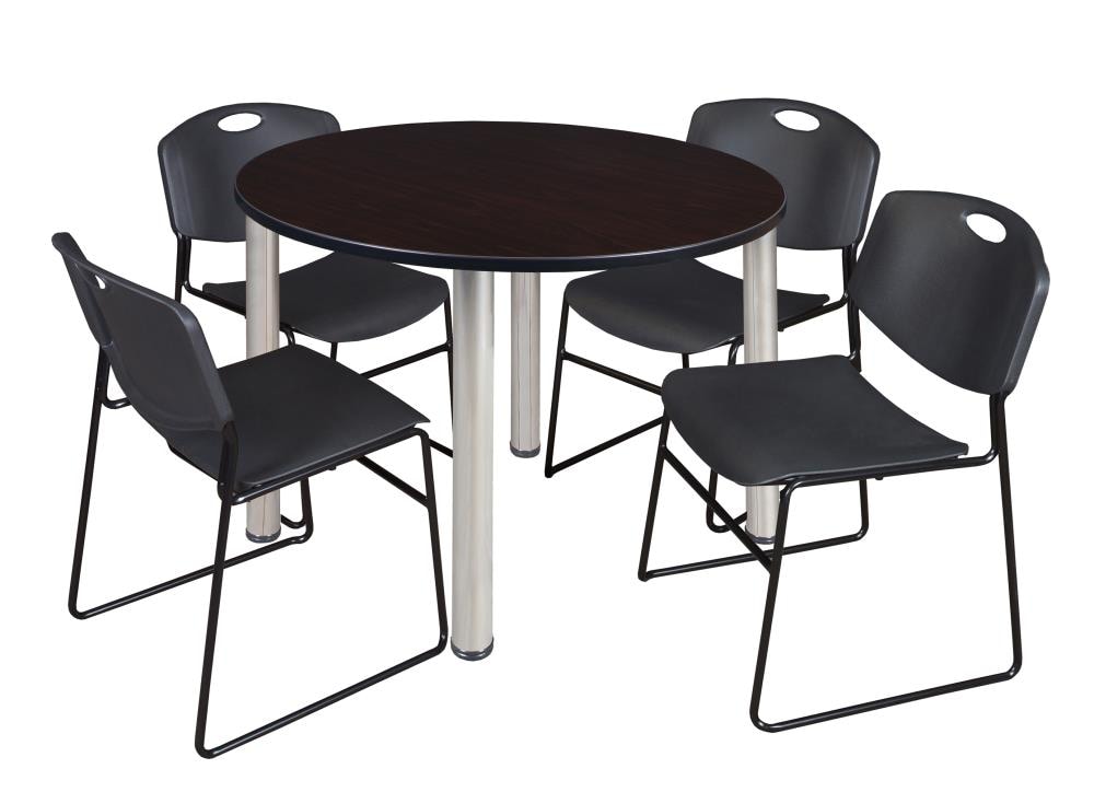 Regency TB48RNDMWBPCM44BK Breakroom Brown 4-Person Training Table (48-in W x 29-in H)