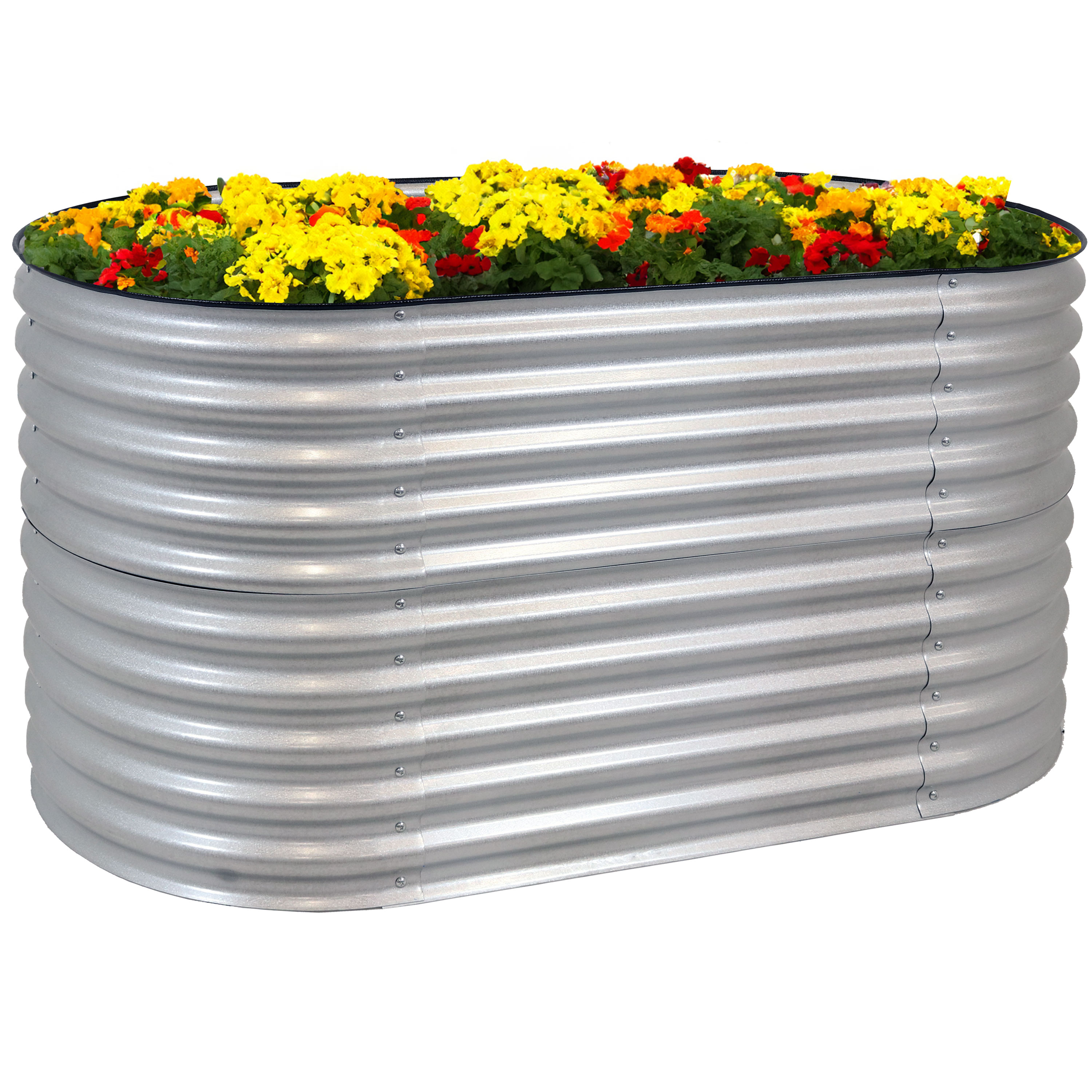 Sunnydaze Decor HST-884 62.5-in W x 32-in L x 32-in H Elevated Silver Galvanized Metal Raised Garden Bed