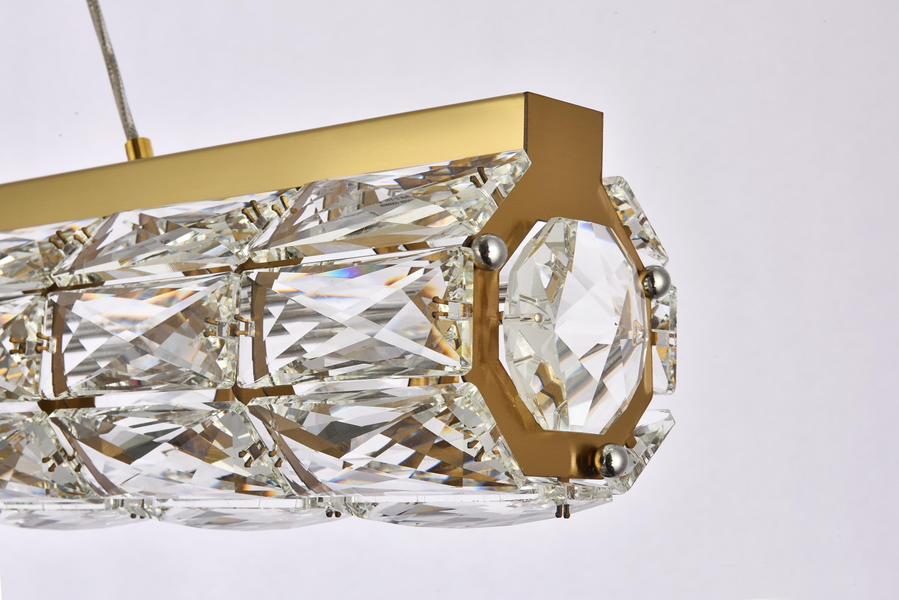 Gold and Clear Crystal LED Linear Pendant Light