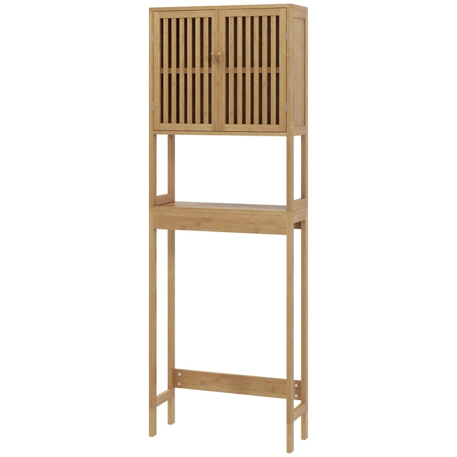 Angel Sar Natural Over Toilet Cabinet with Adjustable Shelves for Bathroom