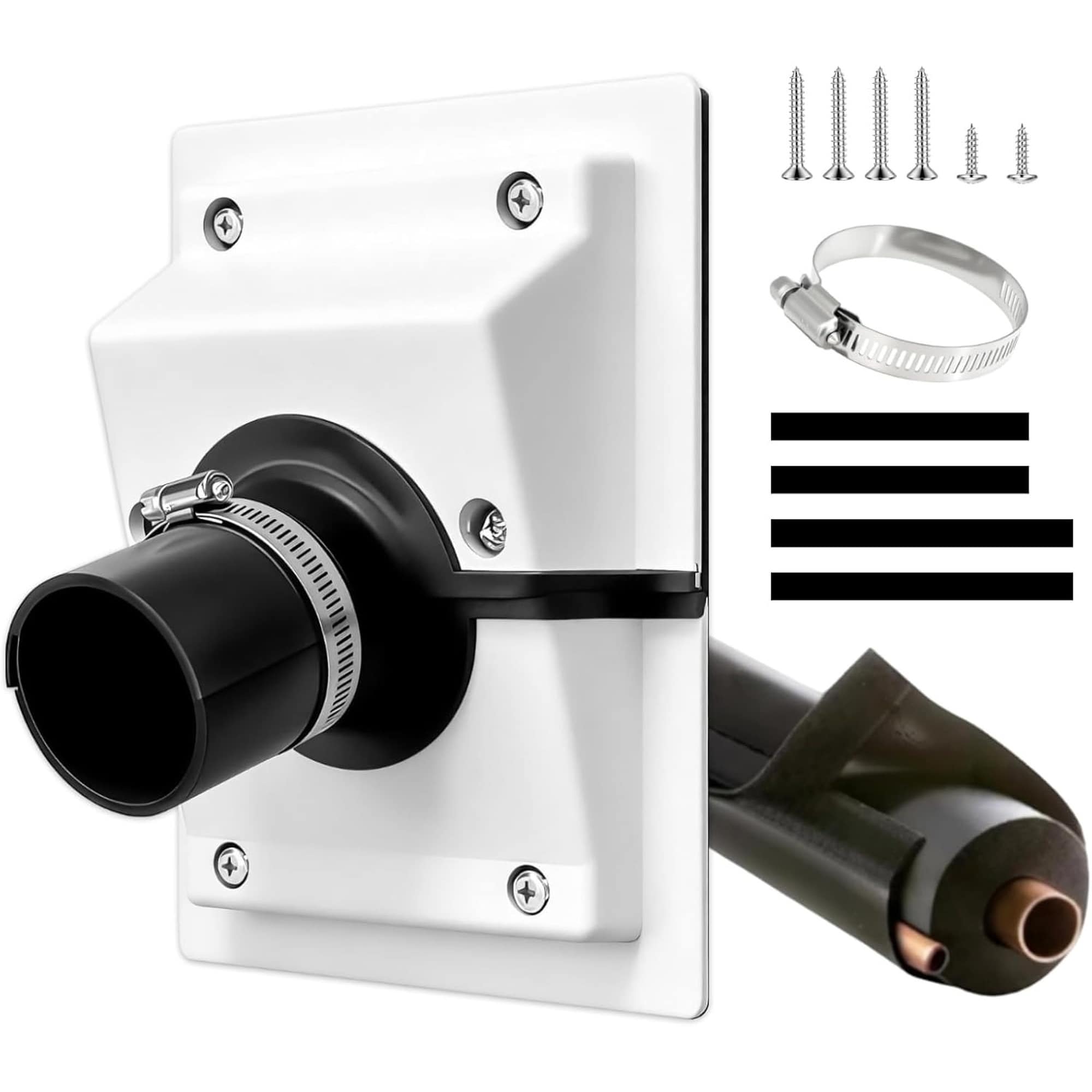 Numhew 6in W 2-Piece UV-Resistant White Wall Penetration and Line-Set Cover Kit