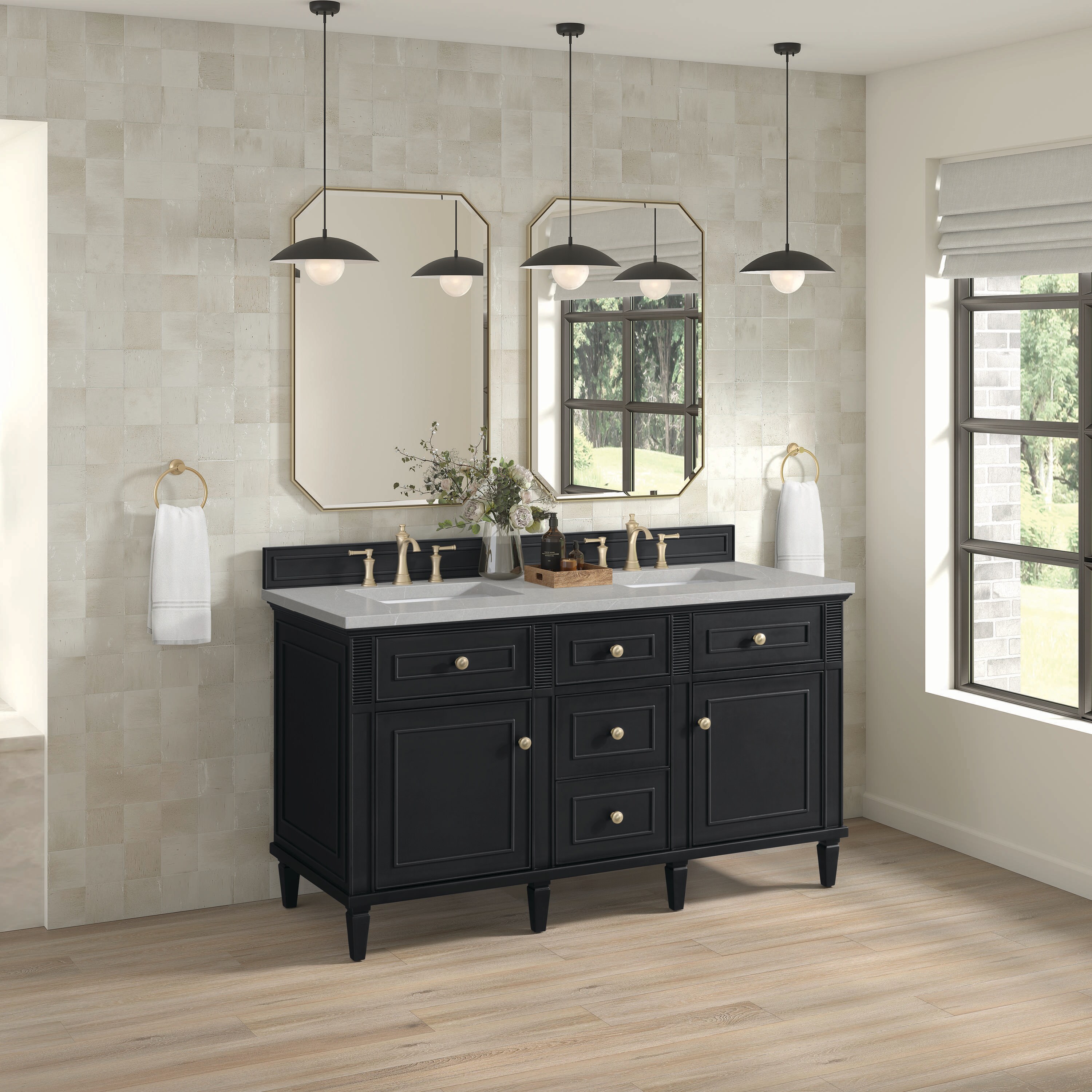 James Martin Vanities Lorelai 60-in Black Onyx Undermount Double Sink ...