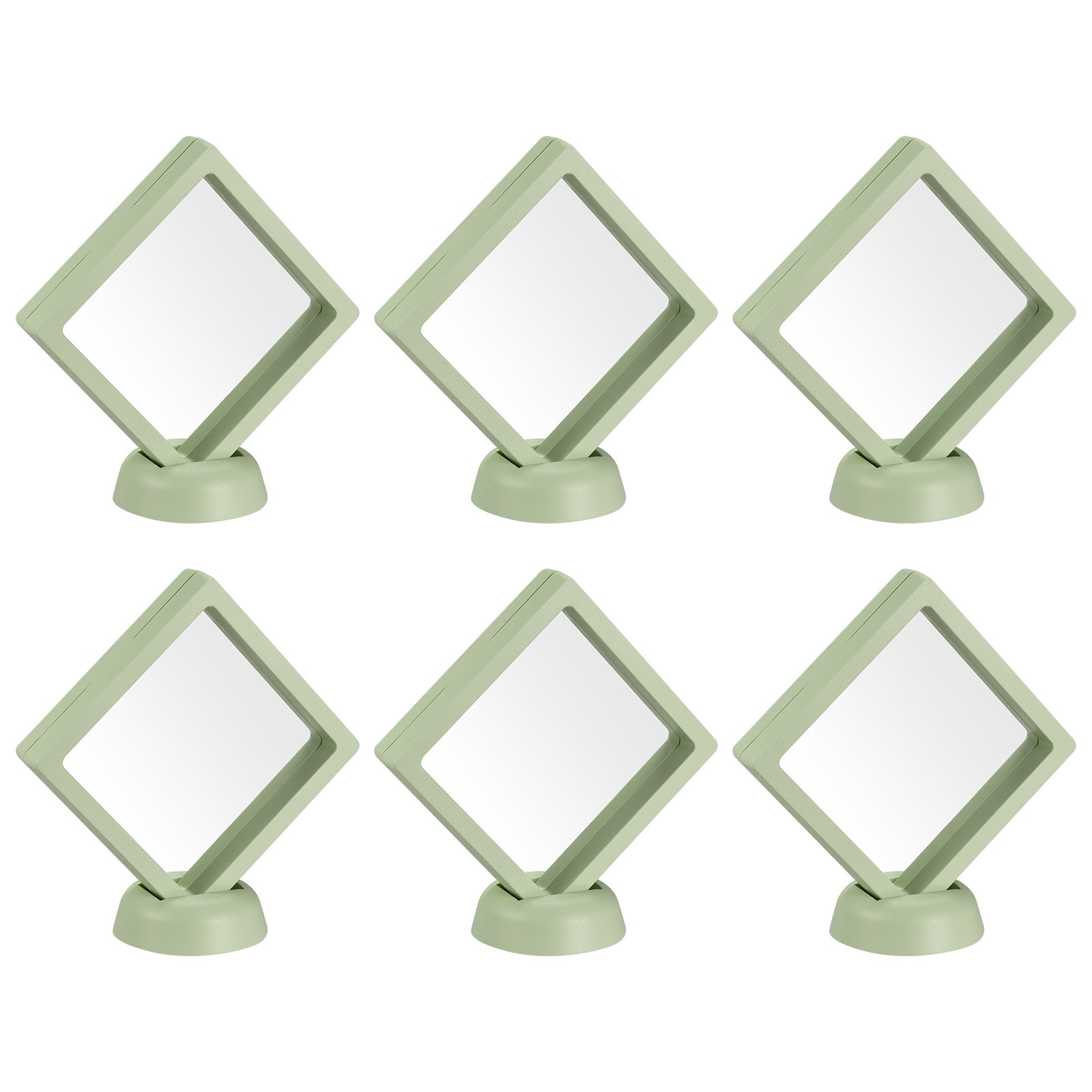 Unique Bargains Floating Frame Display Holder Stand 3D Jewelry Display Box with Base 3.54 x 3.54 x 0.79 inch Green 6pcs