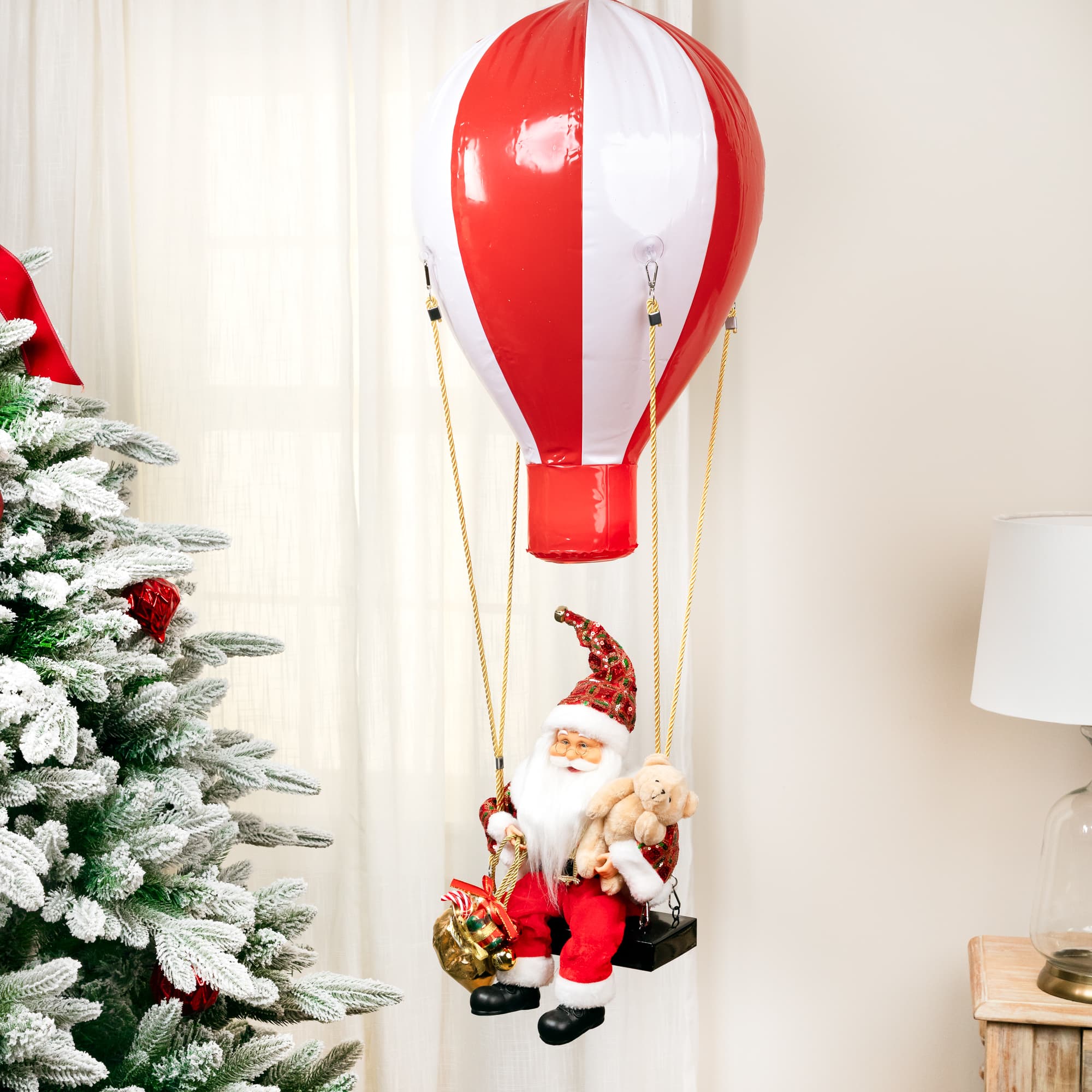 Northlight - Lighted and Musical Santa Claus Hot Air Balloon Christmas Decoration - 43.5 inch