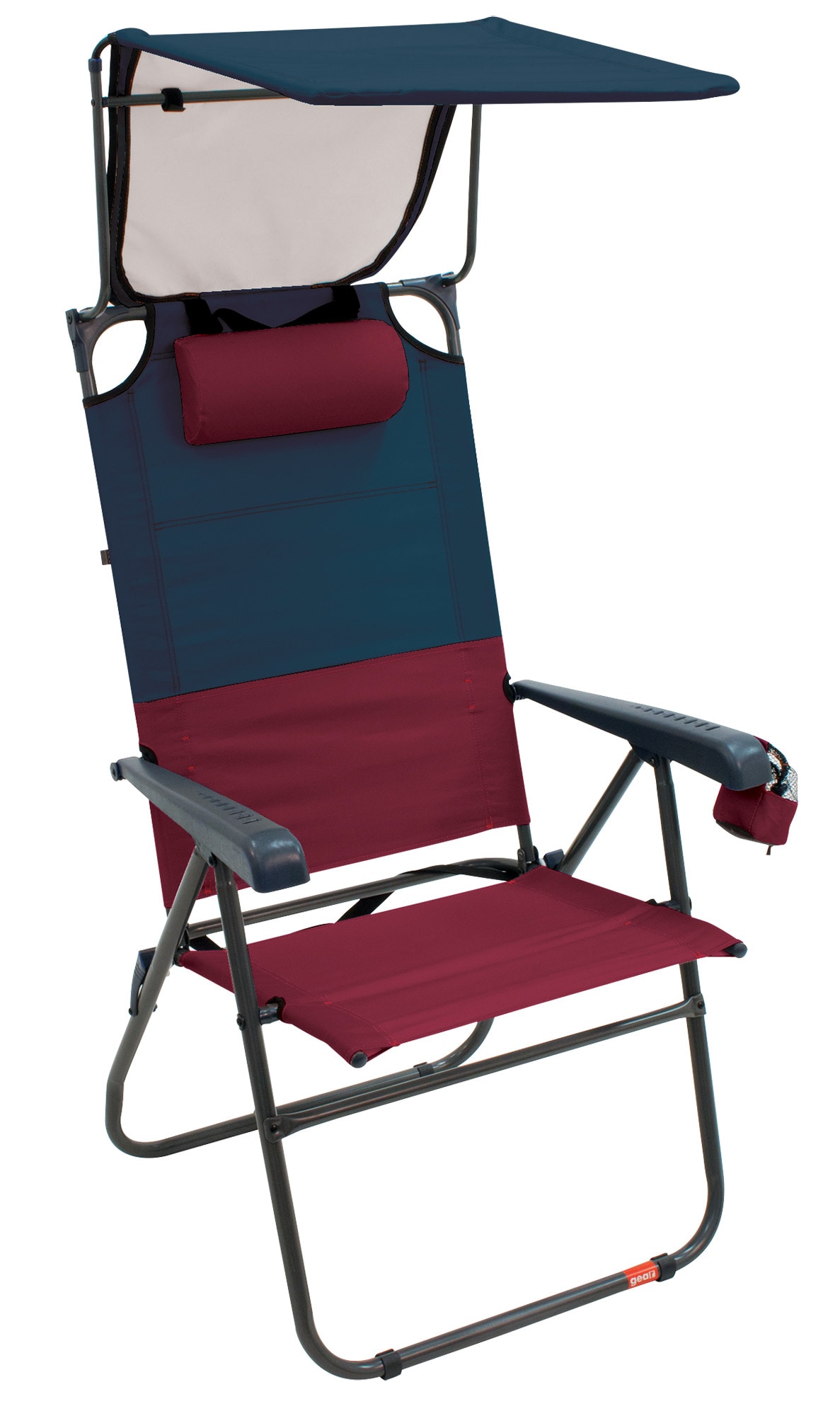 RIO Brands GR643HCP-430-1 Polyester Charcoal Oxblood Folding Beach Chair (Adjustable and Carrying Strap/Handle Included)